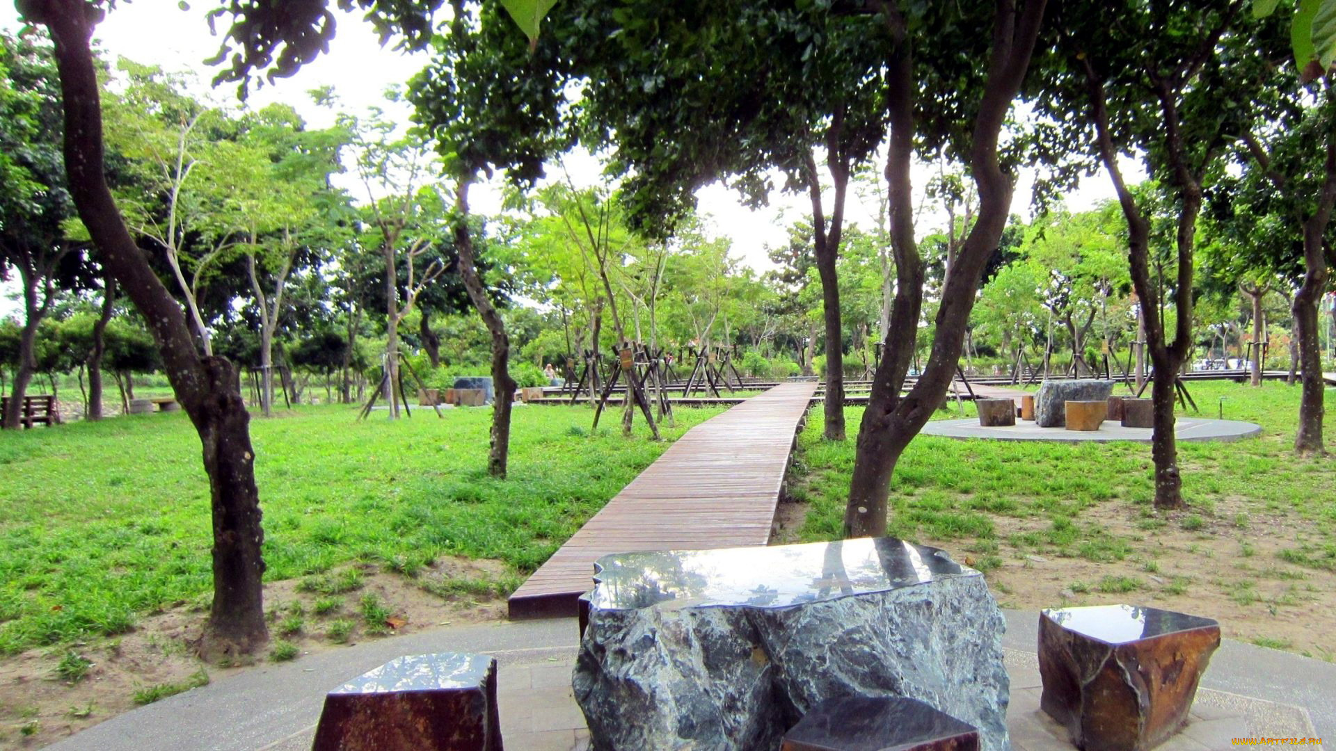 природа, парк, дорожка, деревья