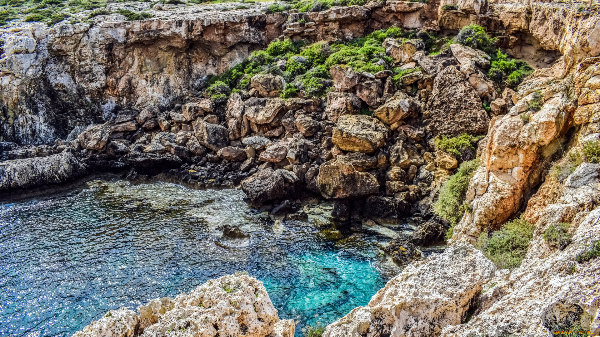 природа, побережье, скалы, вода