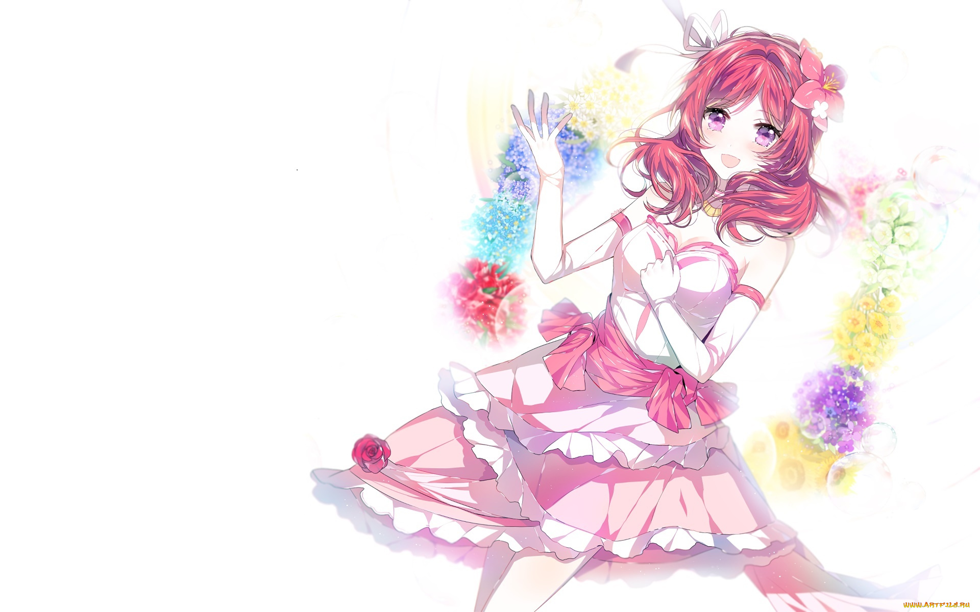 аниме, love, live, , school, idol, project, взгляд, фон, девушка