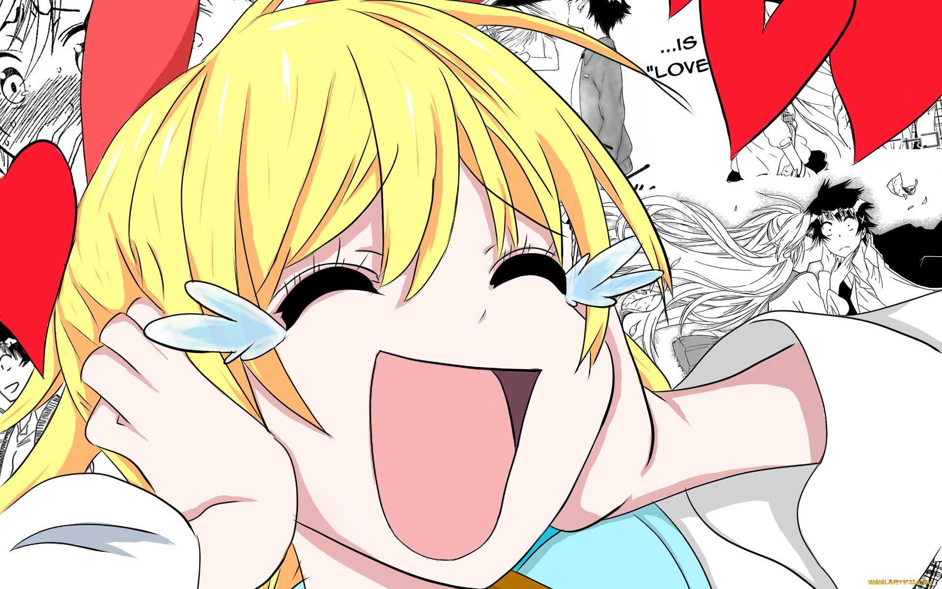 аниме, nisekoi, взгляд, фон, девушка