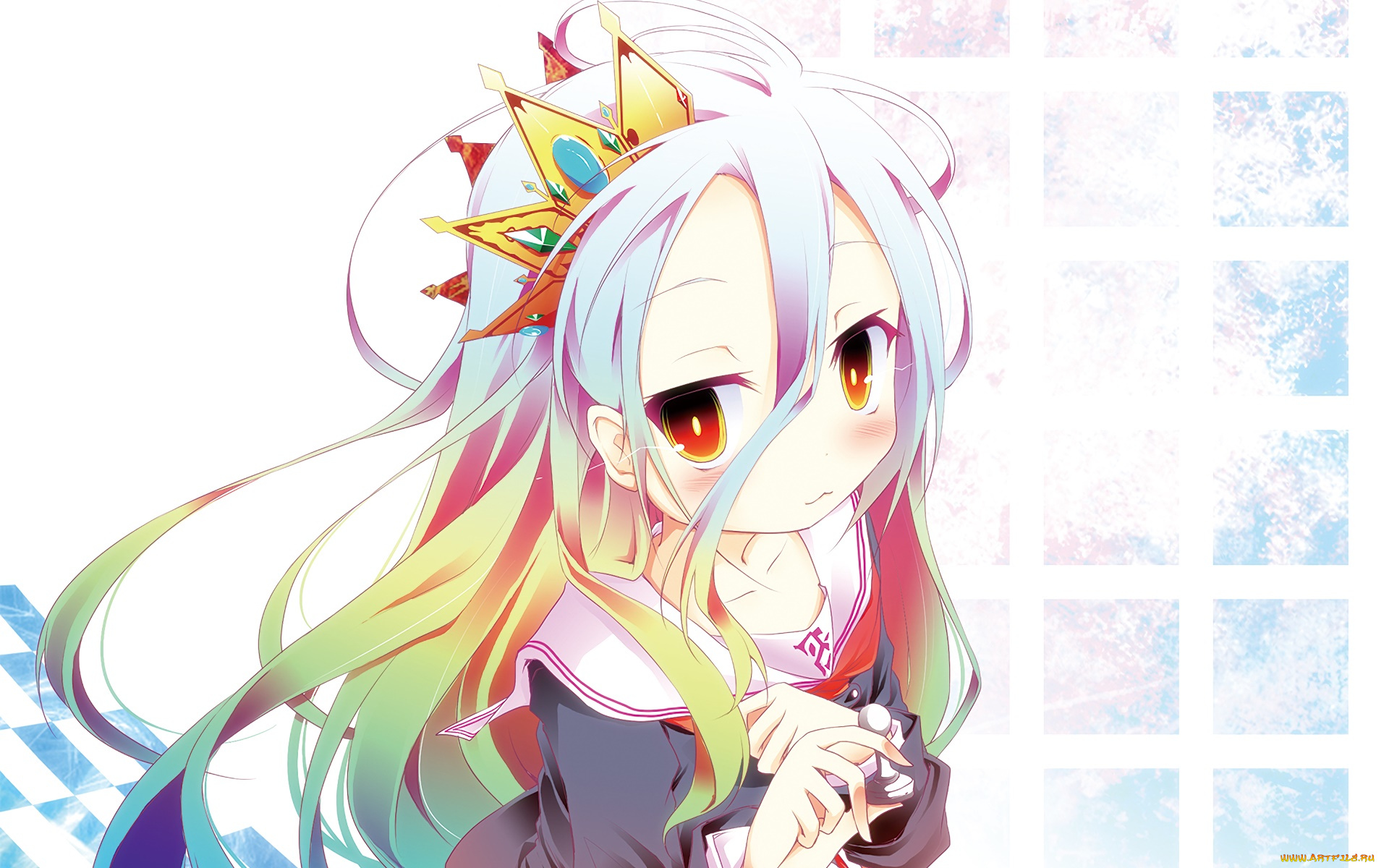 аниме, no, game, no, life, фон, взгляд, девушка