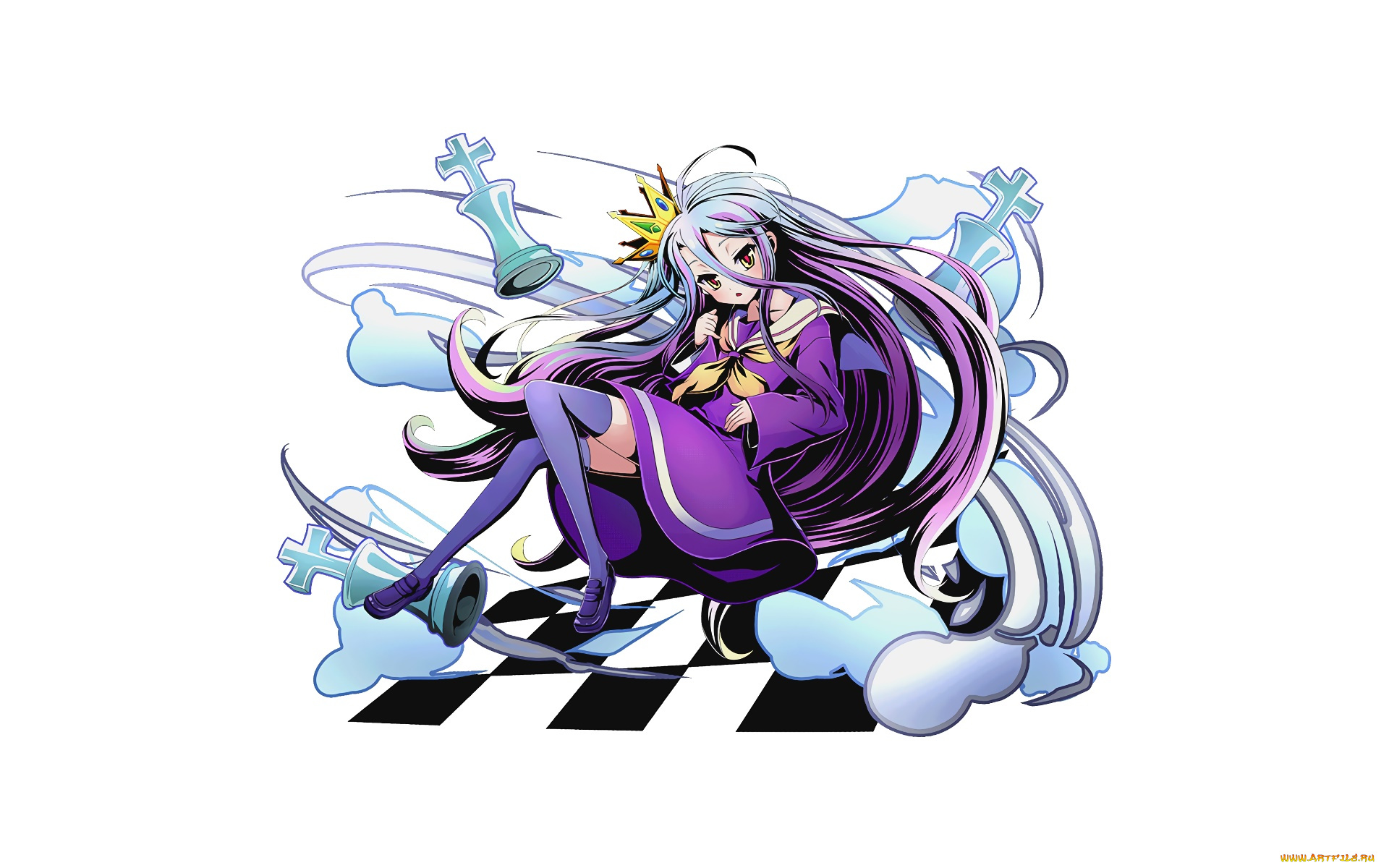 аниме, no, game, no, life, фон, взгляд, девушка