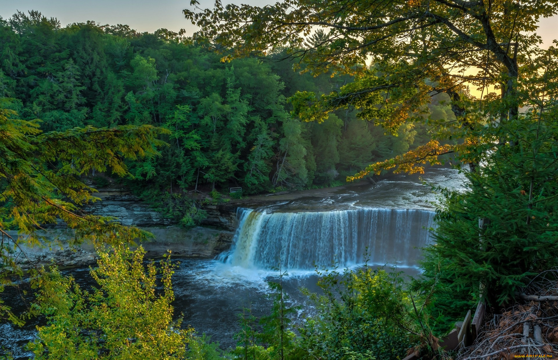природа, водопады, река, лес