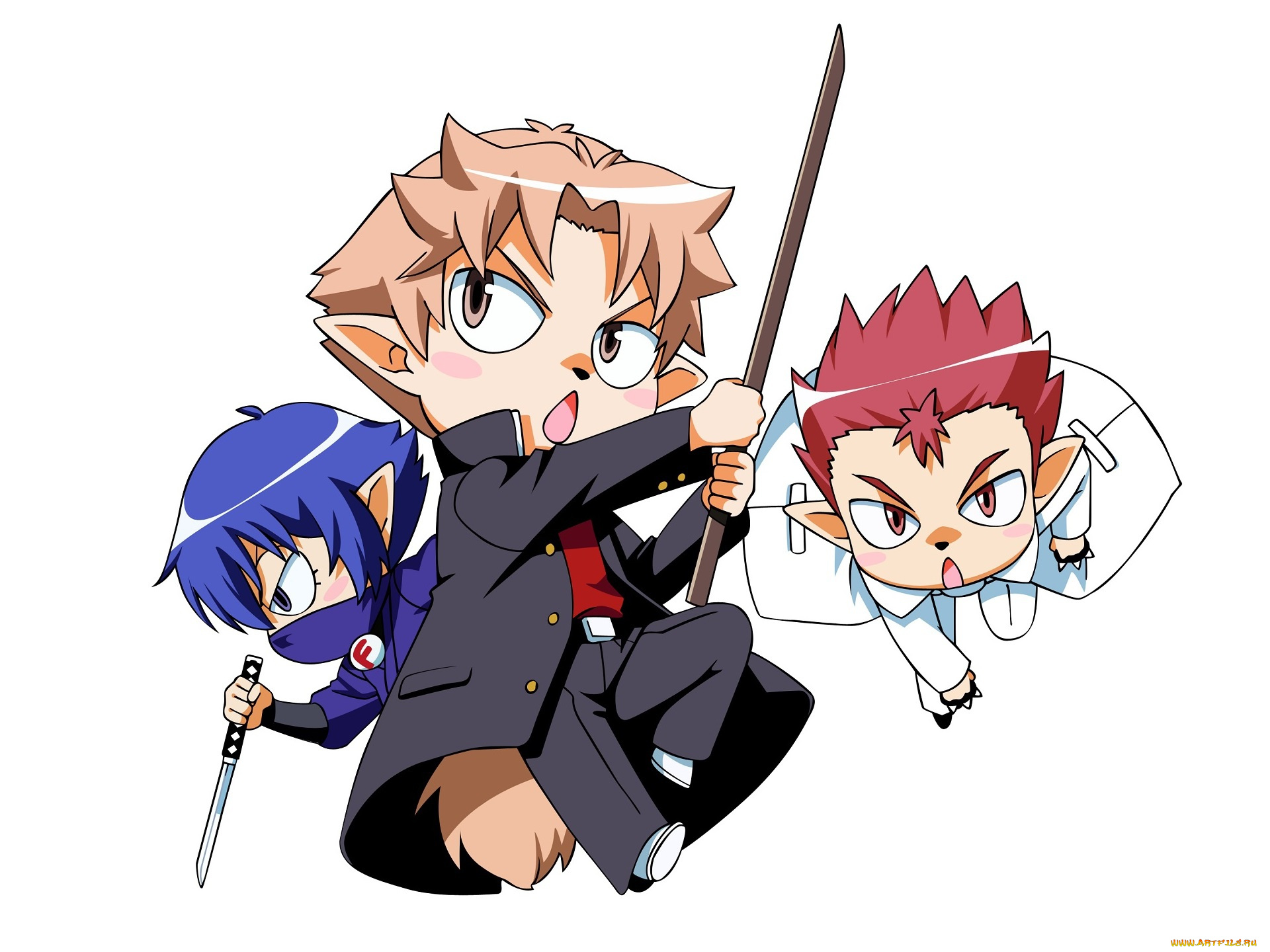 аниме, baka, to, test, to, shoukanjuu, атака, tsuchiya, kouta, дурни, тесты, аватары, белый, фон, хвост, baka, to, test, shoukanjuu, akihisa, yoshii, ушки, друзья, чибики, парни, sakamoto, yuuji