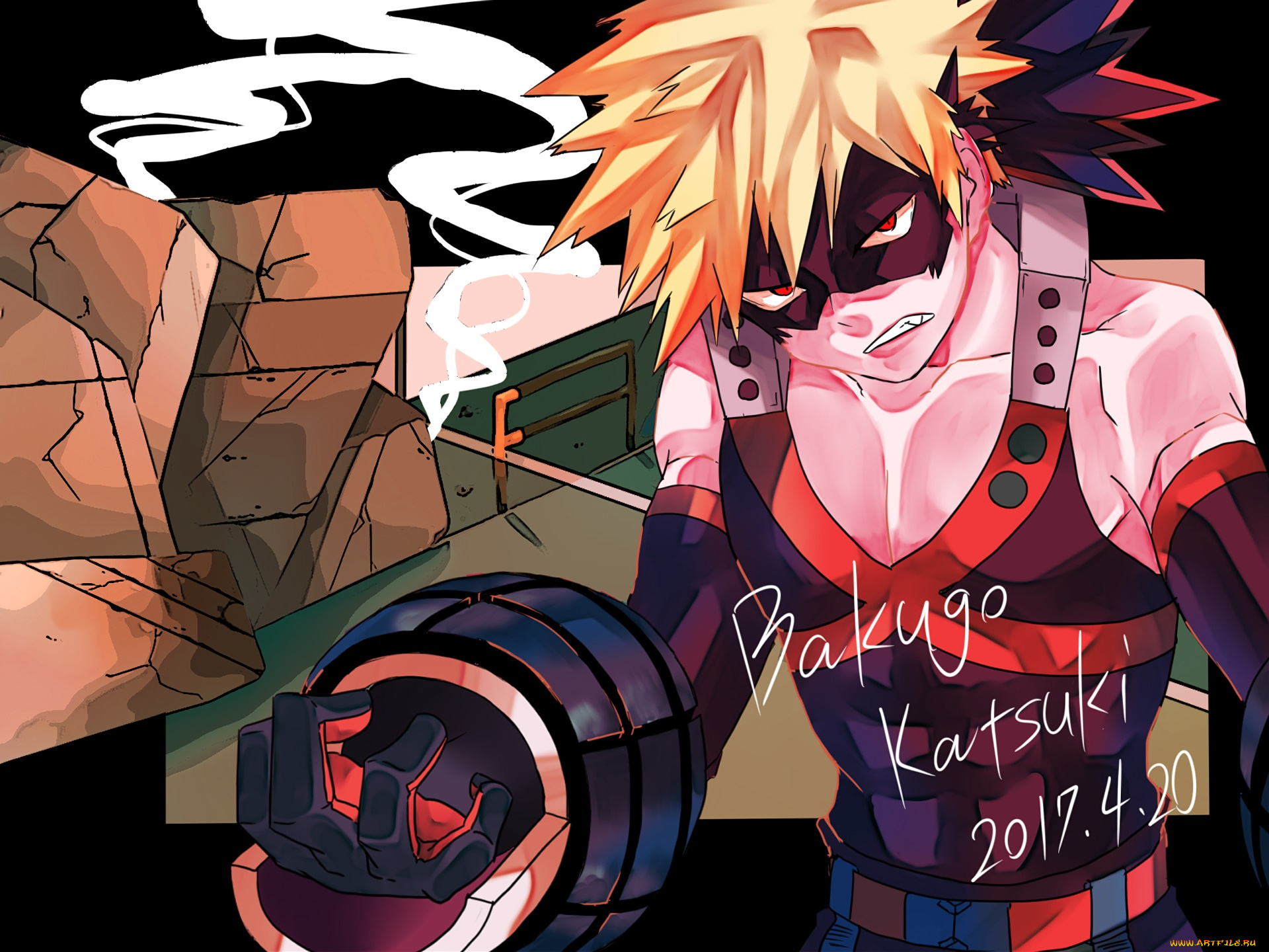 аниме, boku, no, hero, academia, фон, взгляд, парень