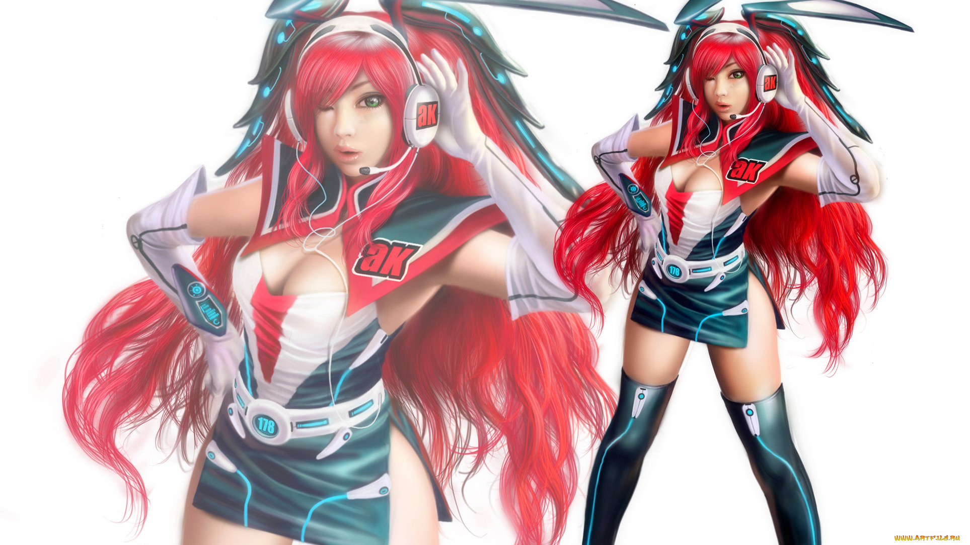 аниме, музыка, девушка, фон, взгляд