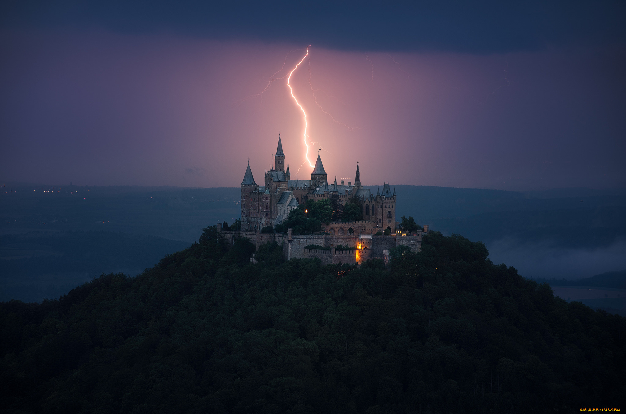 castle, hohenzollern, города, замки, германии, гроза
