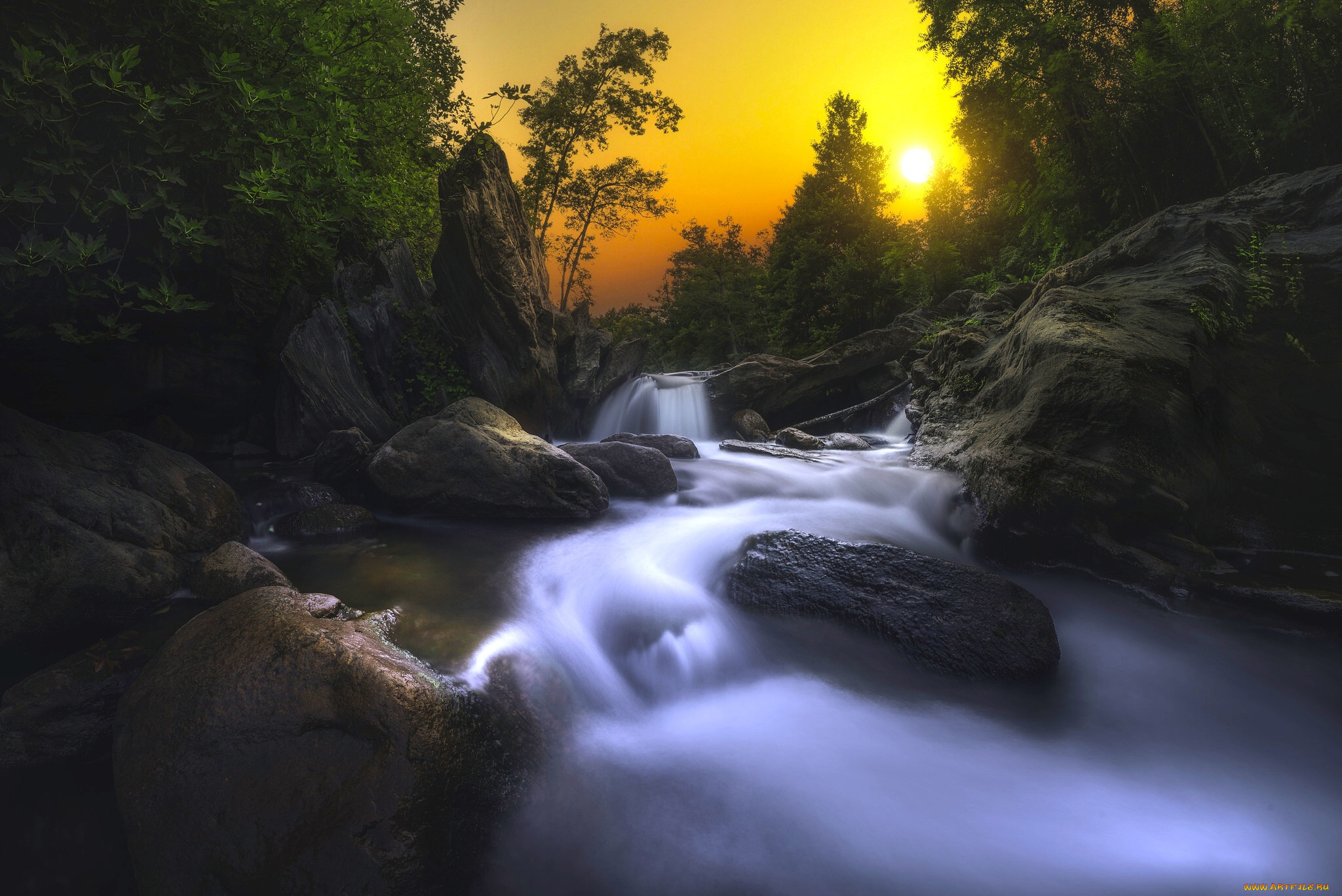 природа, реки, озера, corsica, корсика, france, камни, франция, river, fium, alto, река, закат