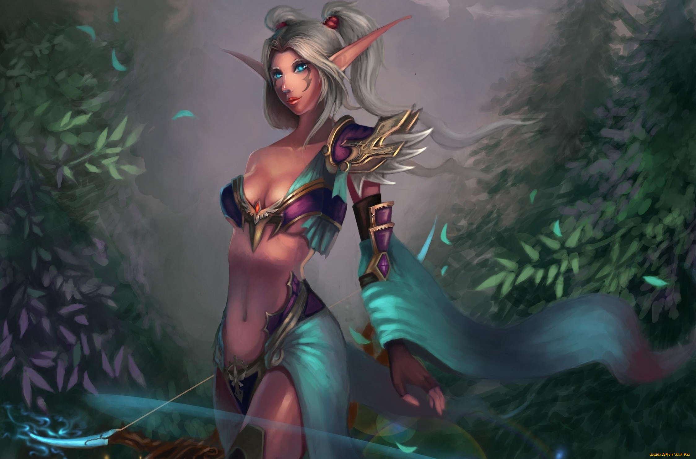 фэнтези, эльфы, взгляд, эльфийка, фон