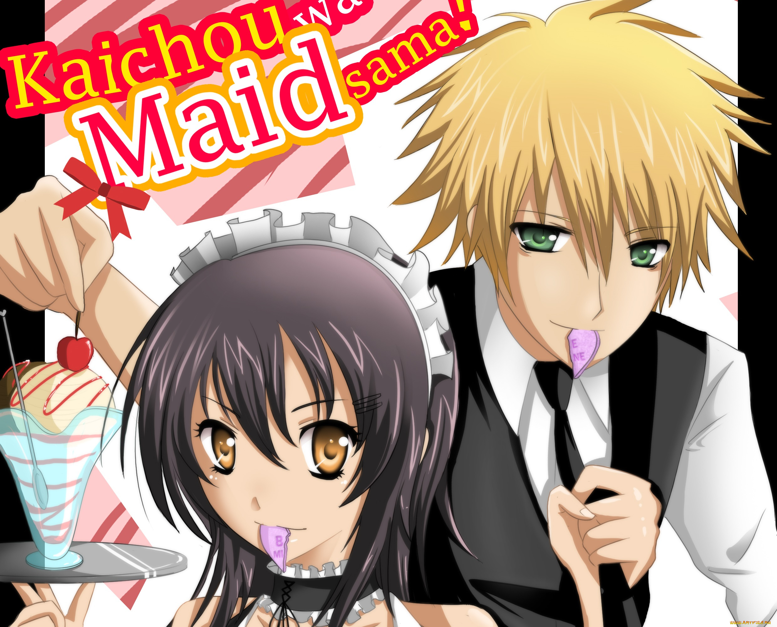 аниме, kaichou, wa, maid-sama, двое
