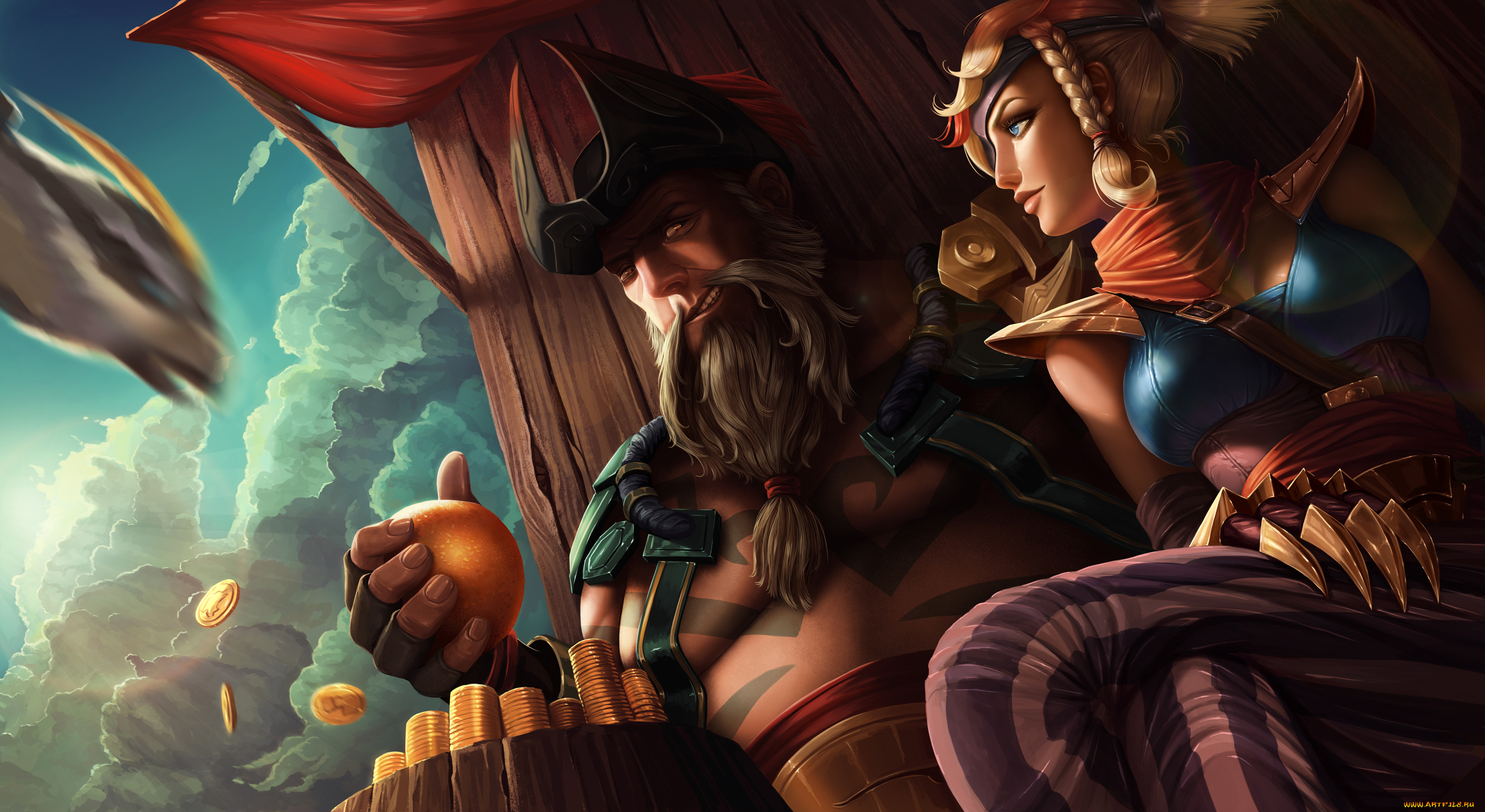 видео, игры, league, of, legends, персонаж, gangplank, quinn