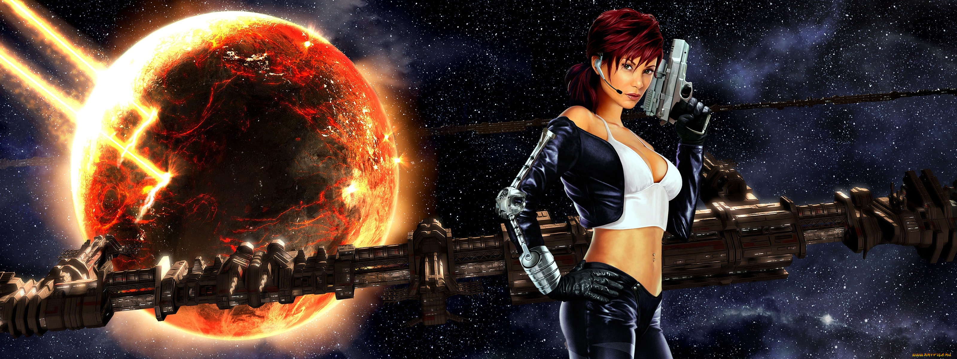 фэнтези, девушки, космос, станция, планета, апокалипсис, девушка, оружие