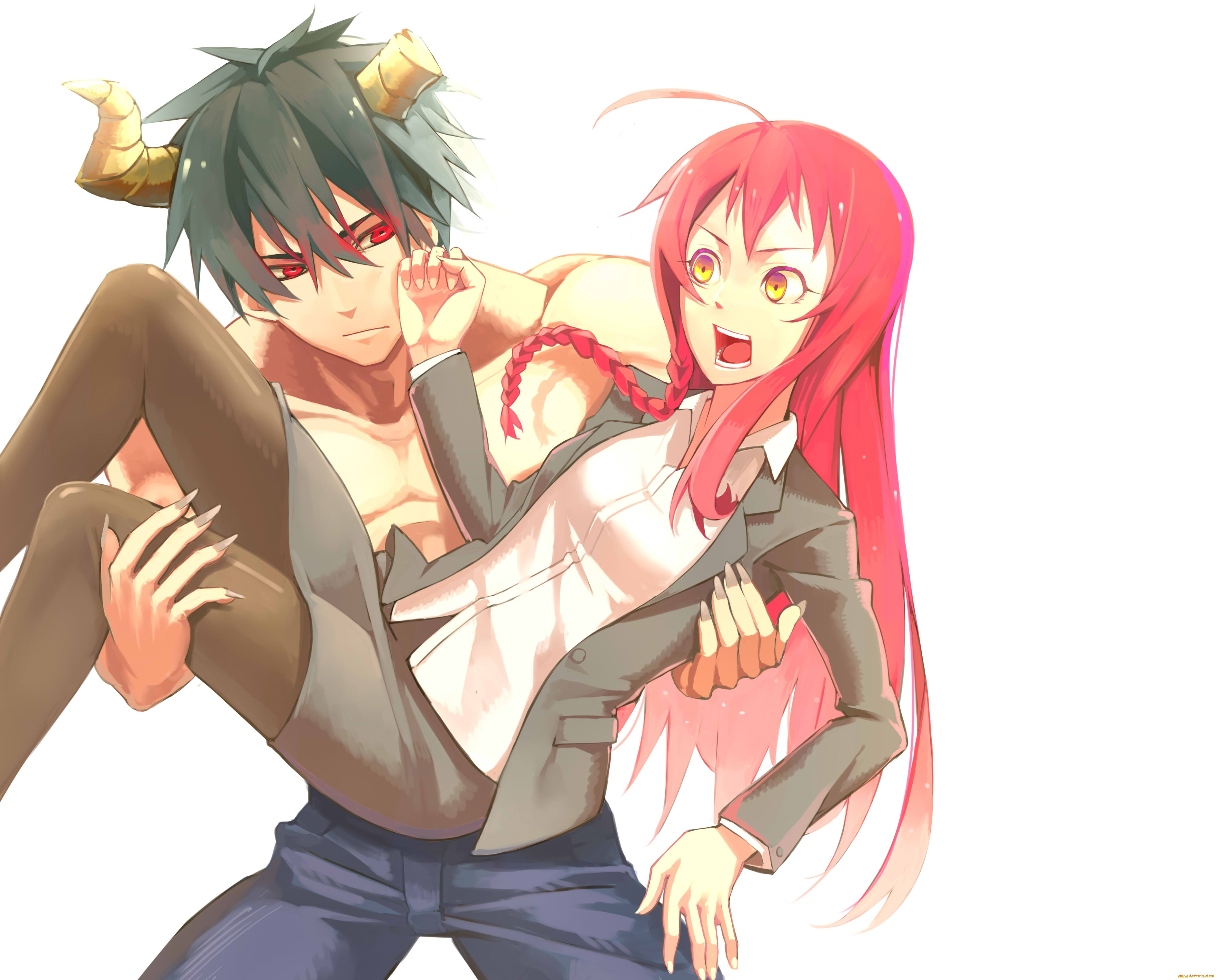 аниме, hataraku, maou-sama, девушка, сатана