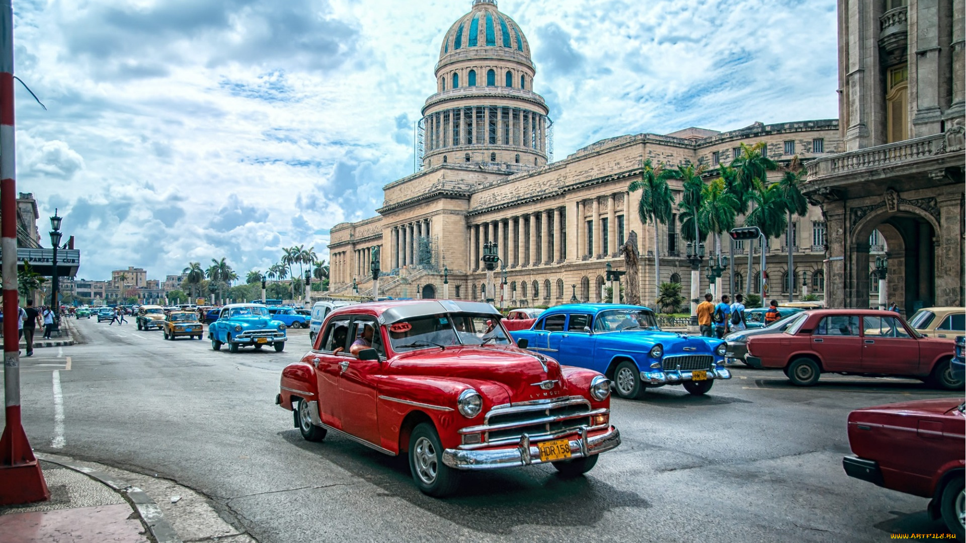 гавана, куба, города, гавана, , эль, капитолио, здание, парламента, кубы, капитолий, старые, автомобили