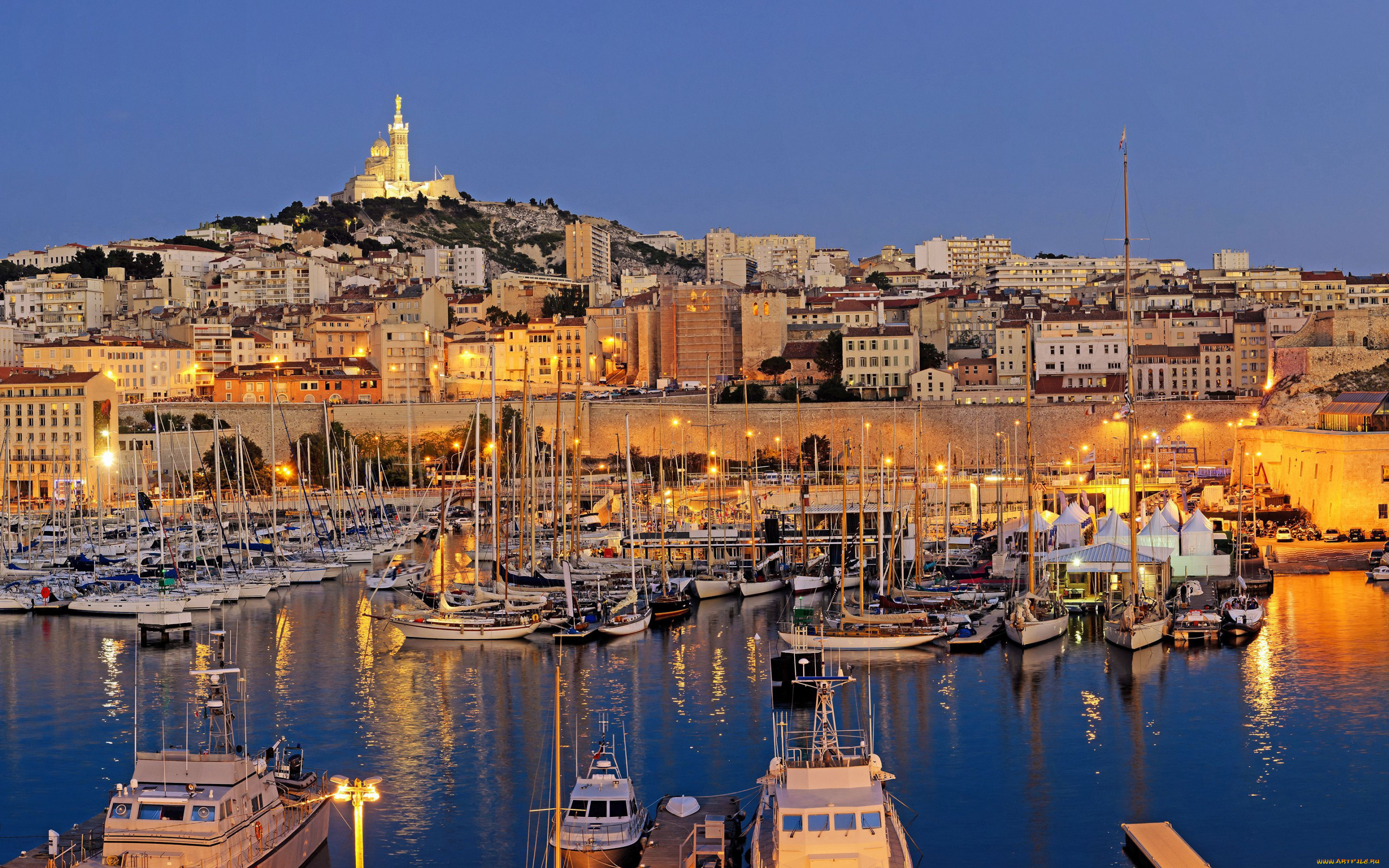 marseille, france, города, марсель, , франция, марсель, портовый, город, катера, яхты, закат, вечер, причал