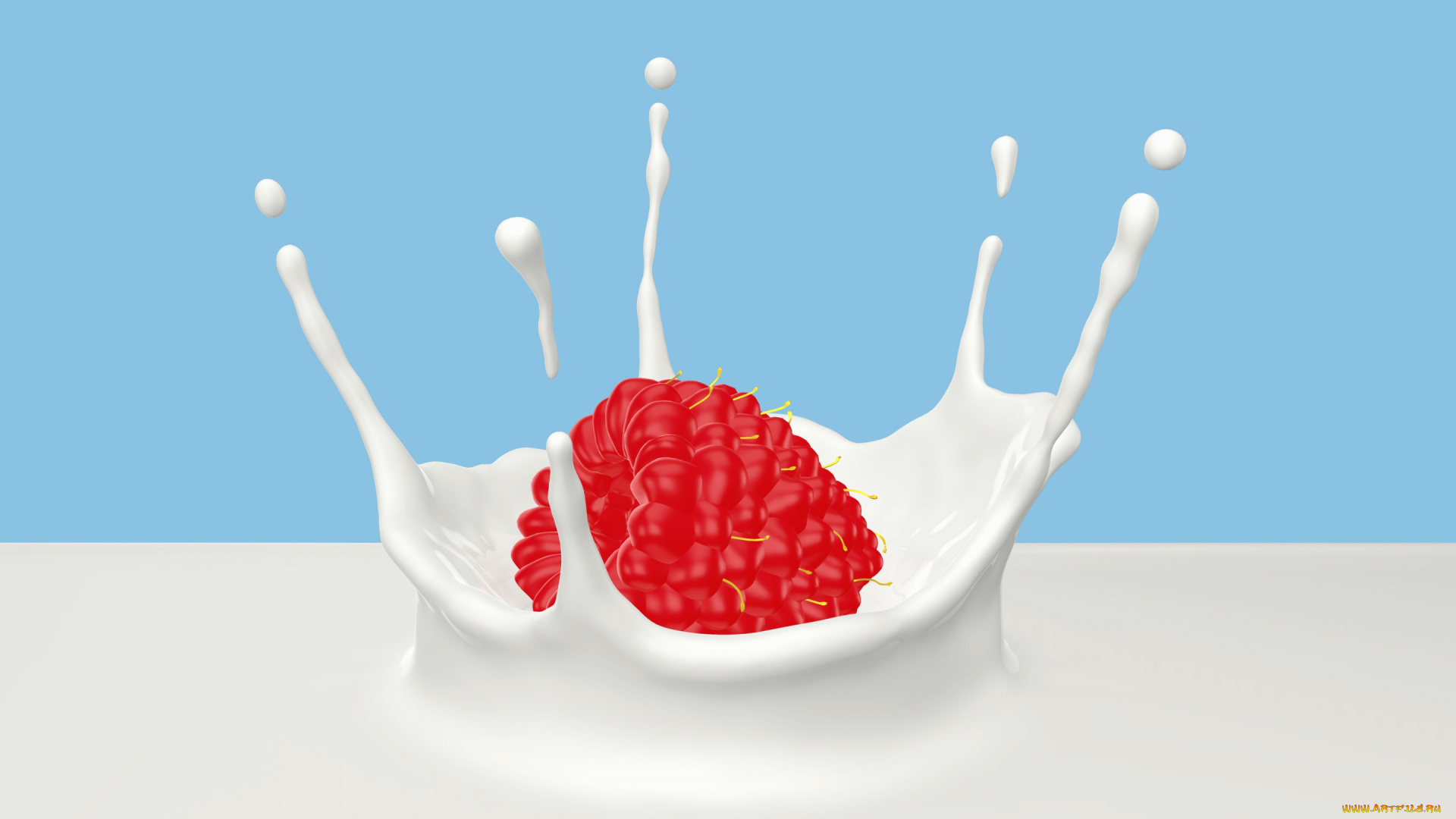 векторная, графика, еда, , food, ягоды, малина, всплеск, молоко