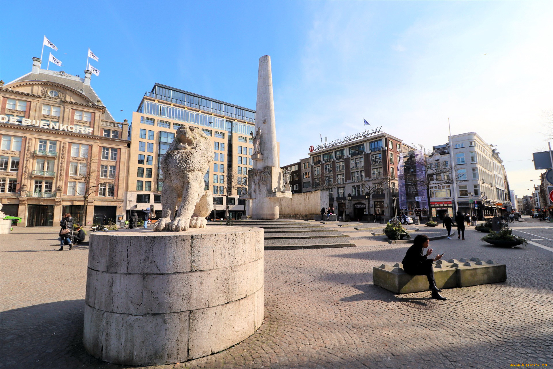 города, амстердам, , нидерланды, площадь, памятник