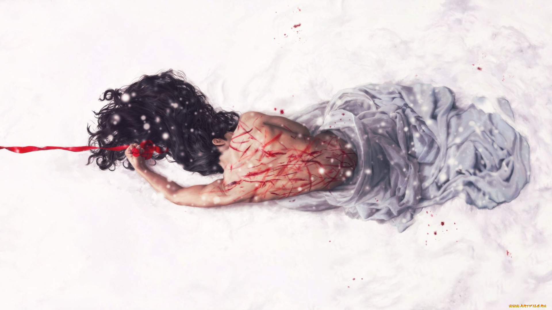 рисованное, кино, , мультфильмы, лань, ванцзы, лента, снег, раны