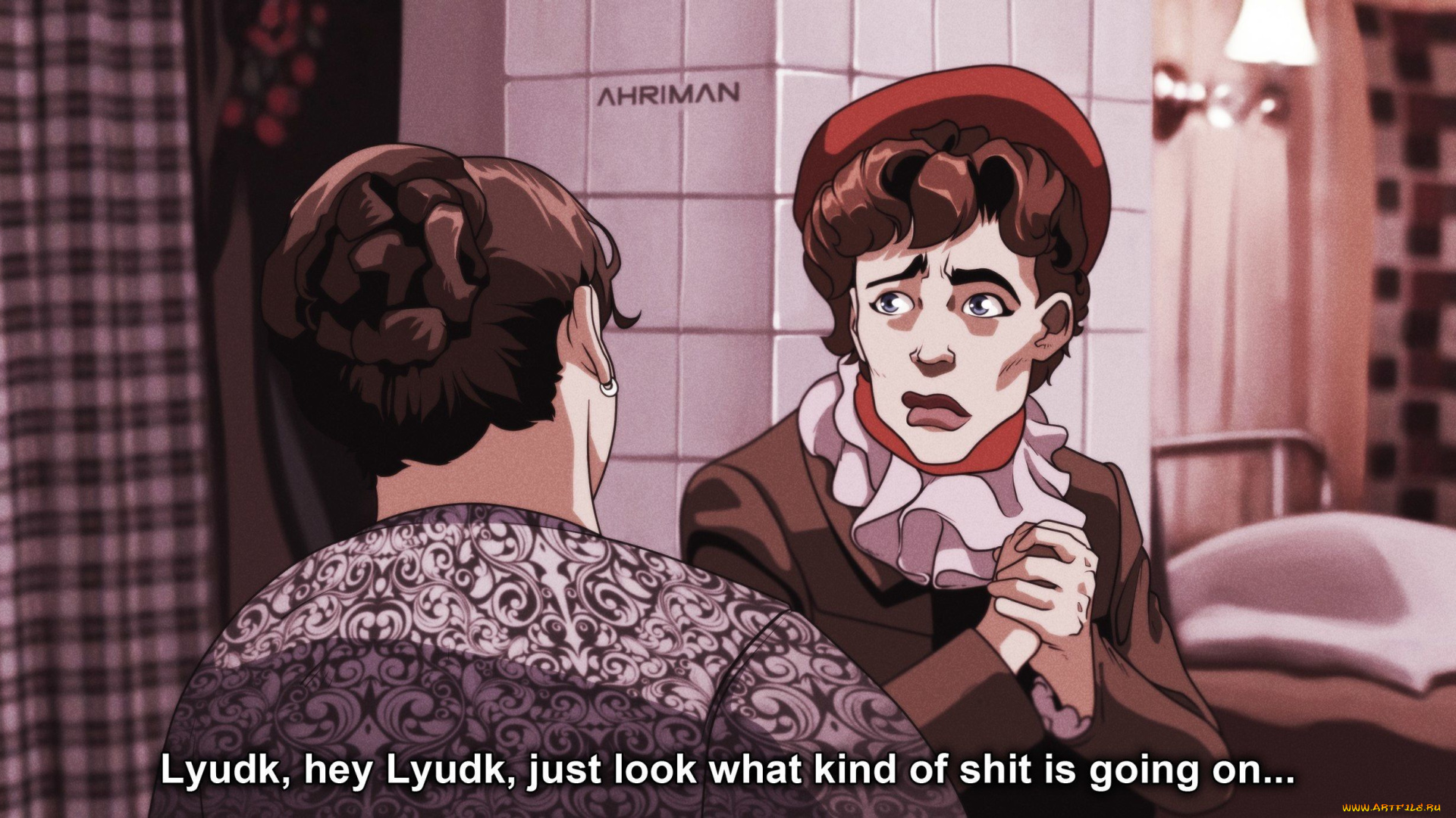 рисованное, кино, , мультфильмы, любовь, и, голуби, женщины, разговор