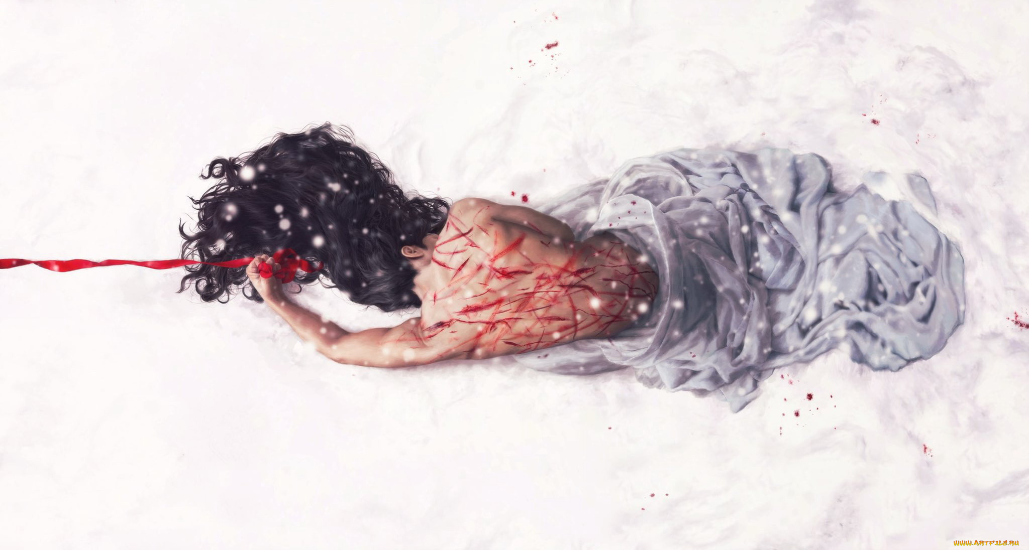 рисованное, кино, , мультфильмы, лань, ванцзы, лента, снег, раны