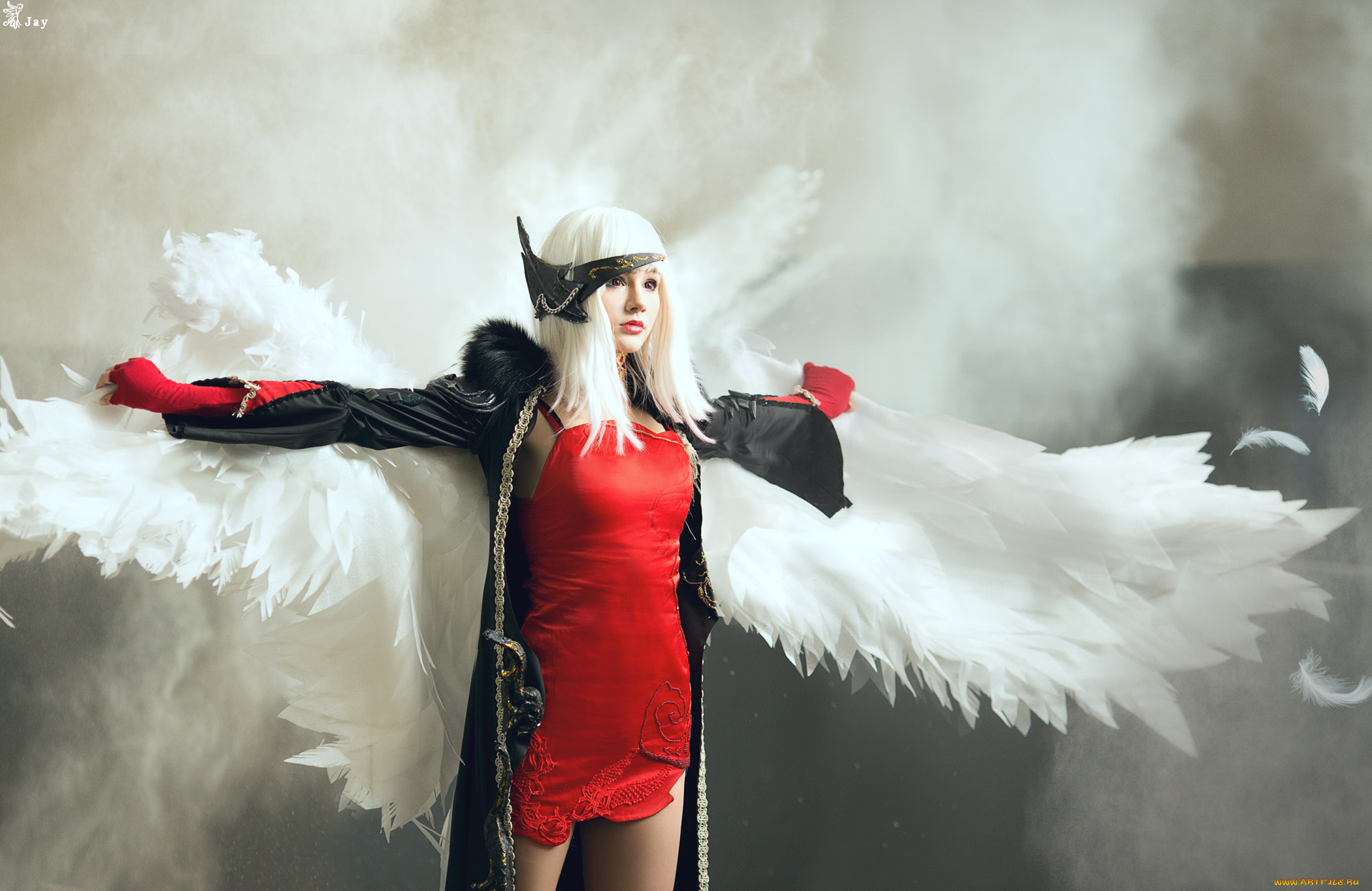 девушки, -, креатив, , косплей, девушка, фон, крылья