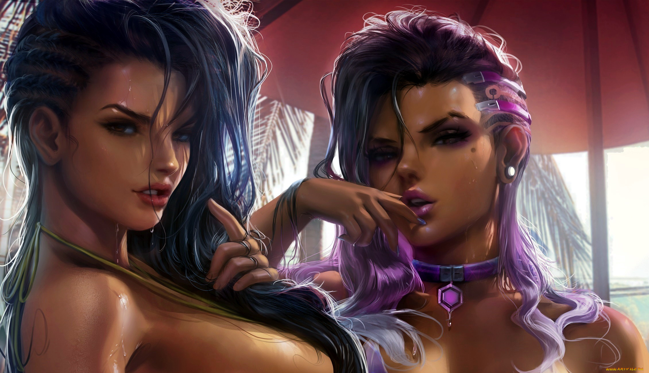 видео, игры, overwatch, sombra, laura, девушки