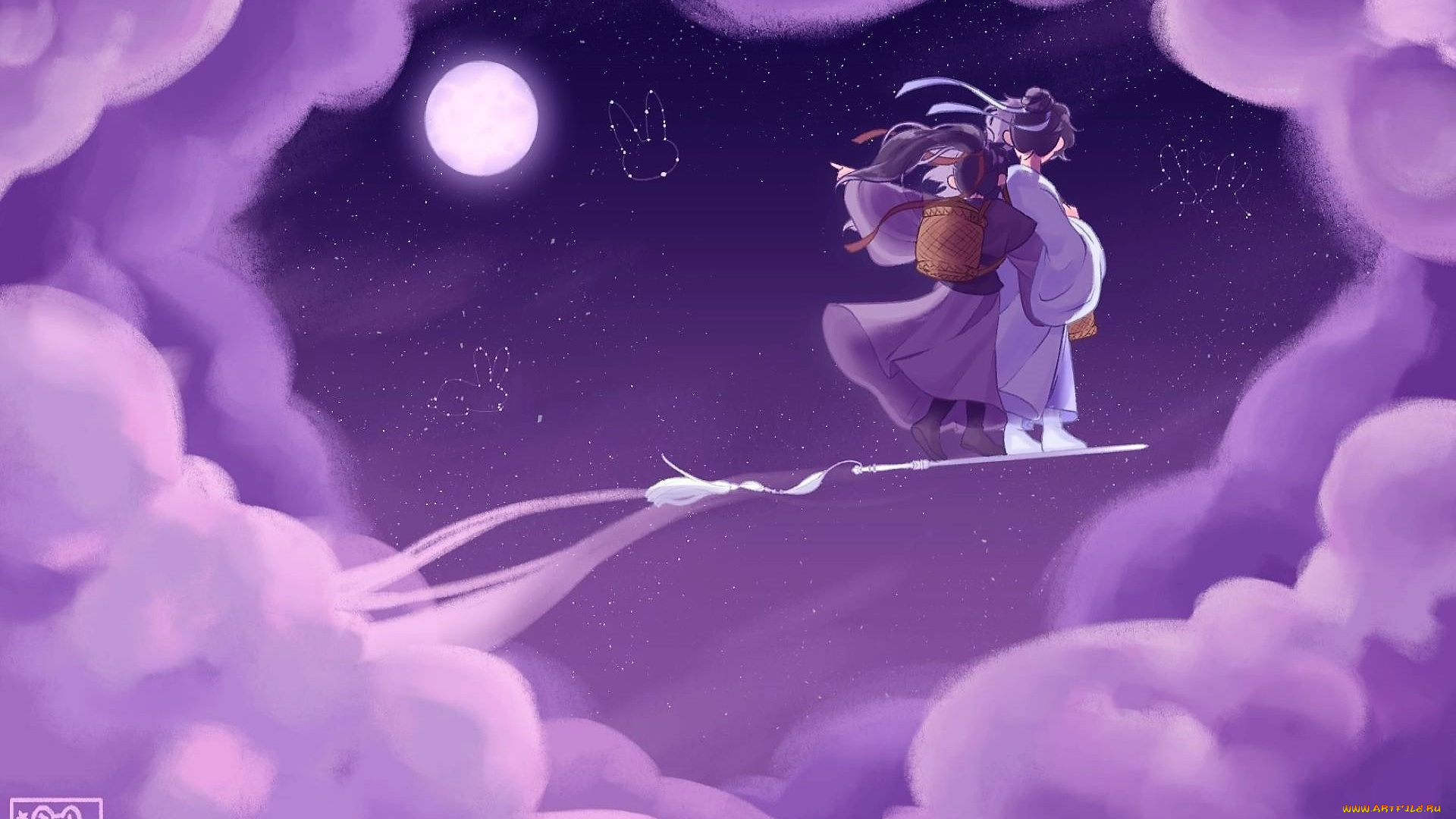 аниме, mo, dao, zu, shi, вэй, усянь, лань, ванцзи, меч, полет