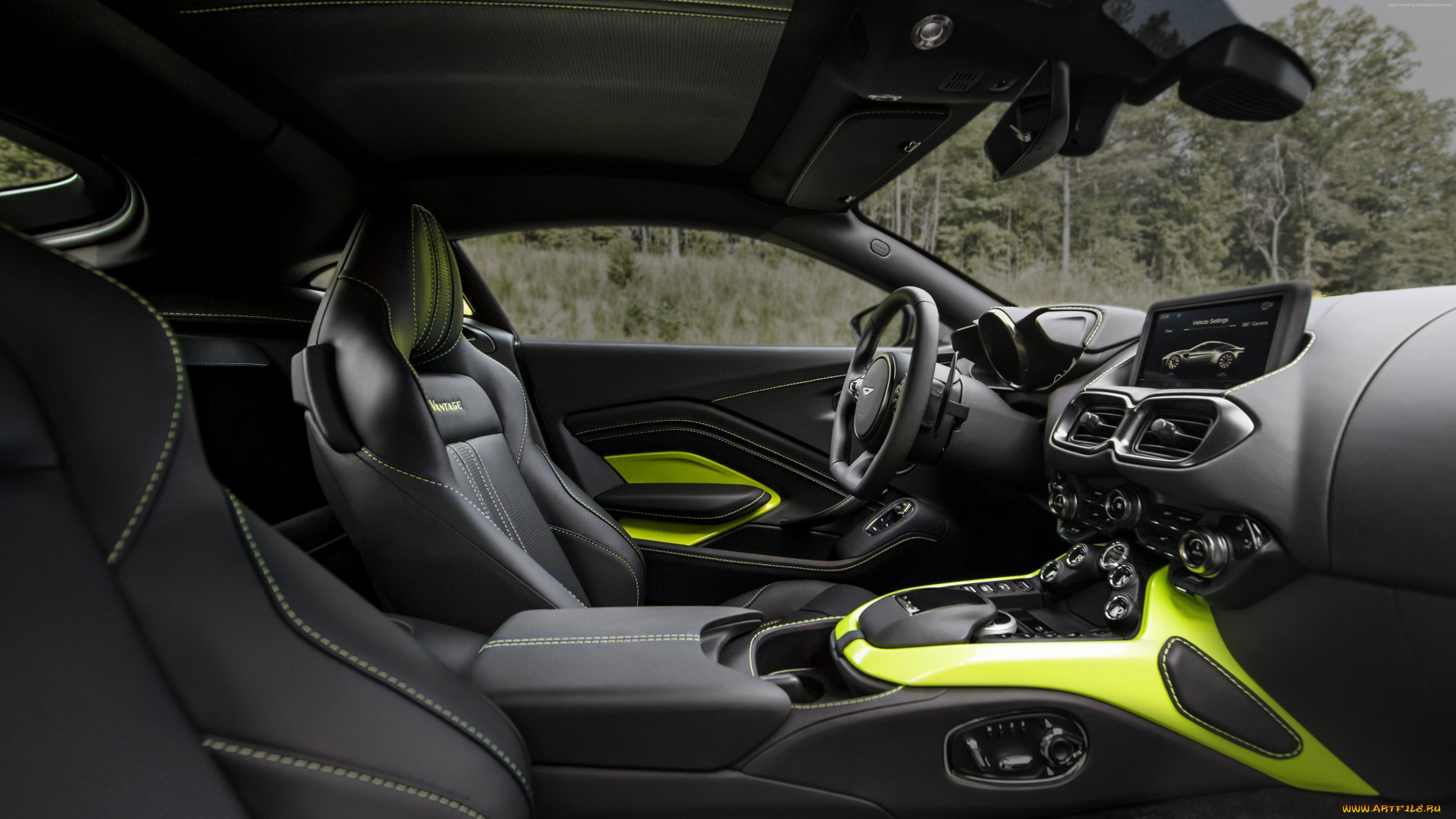 aston, martin, vantage, автомобили, интерьеры, салон, серый, лес