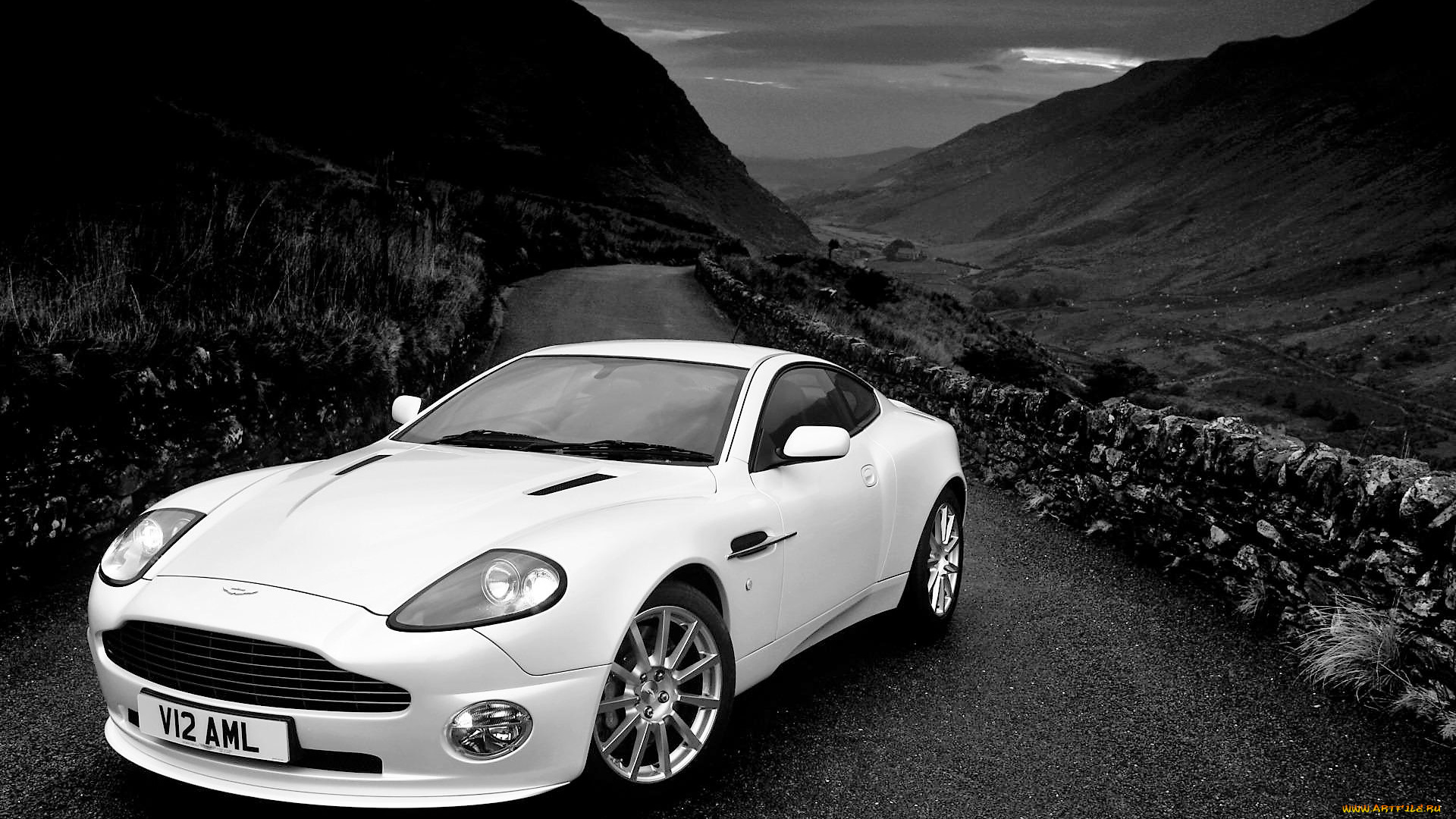 автомобили, aston, martin, белый, горы, дорога