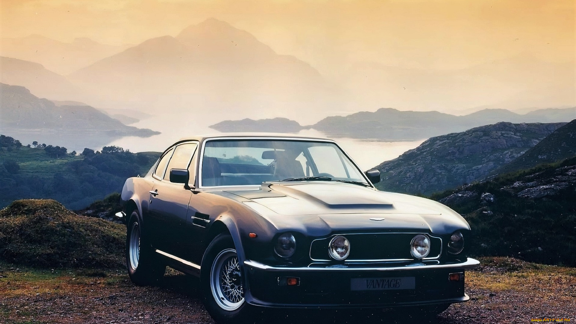 автомобили, aston, martin, темный, горы, озеро