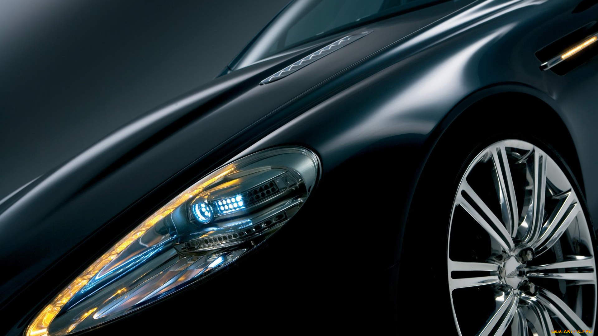 автомобили, фрагменты, автомобиля, астон, мартин, черный, фара