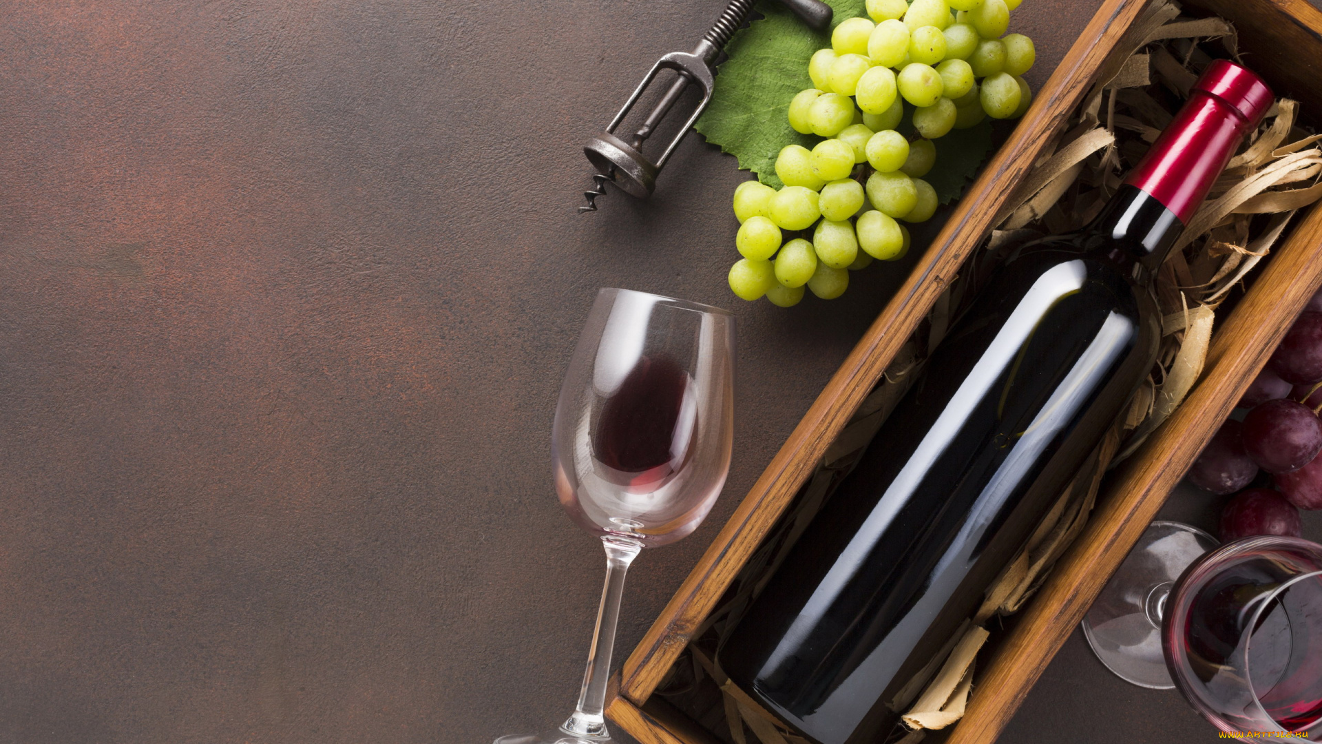 еда, напитки, , вино, ящик, бутылка, красное, вино, бокалы, виноград, штопор