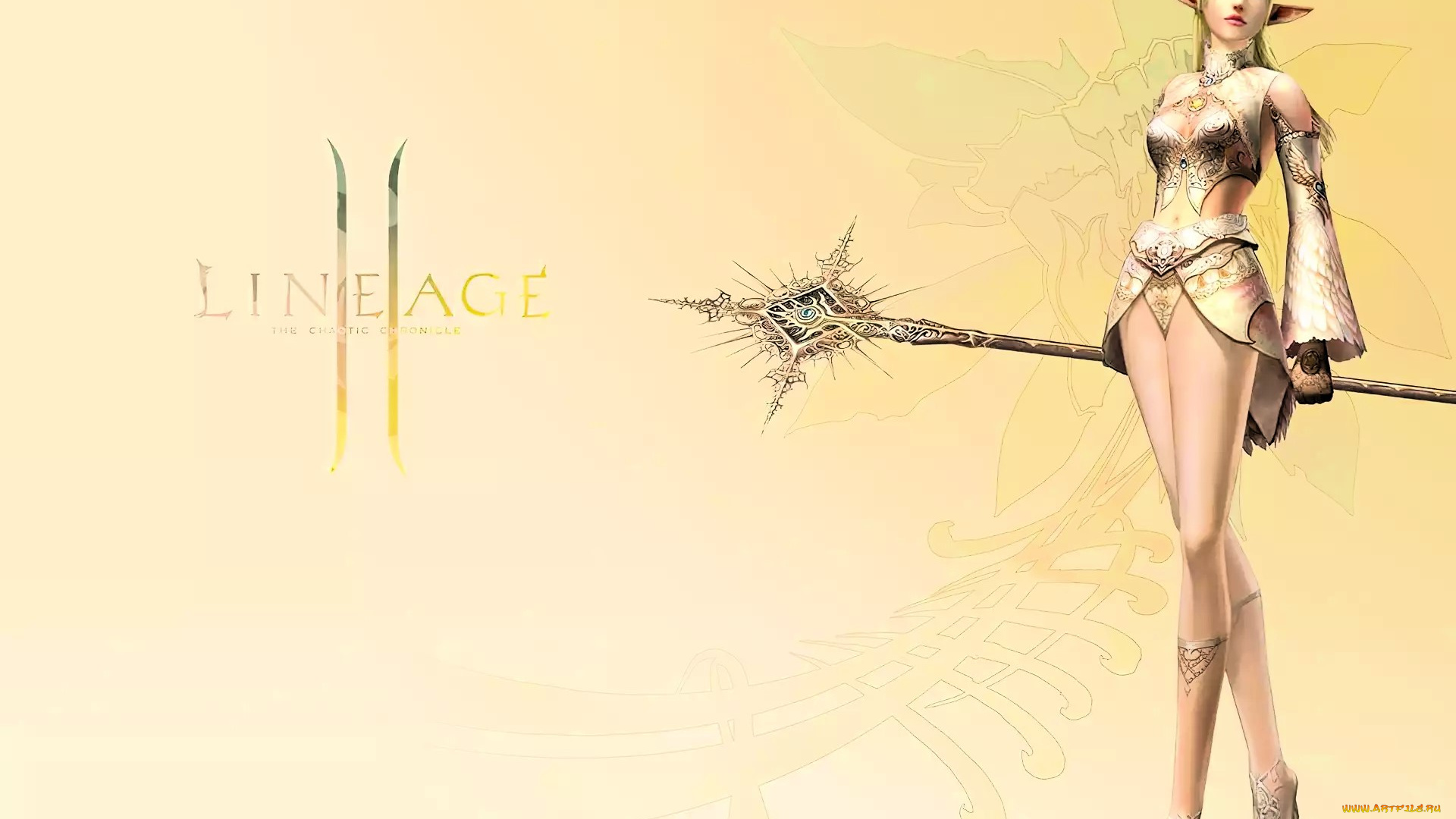 видео, игры, lineage, ii, , the, chaotic, chronicle, девушка, эльфийка, посох