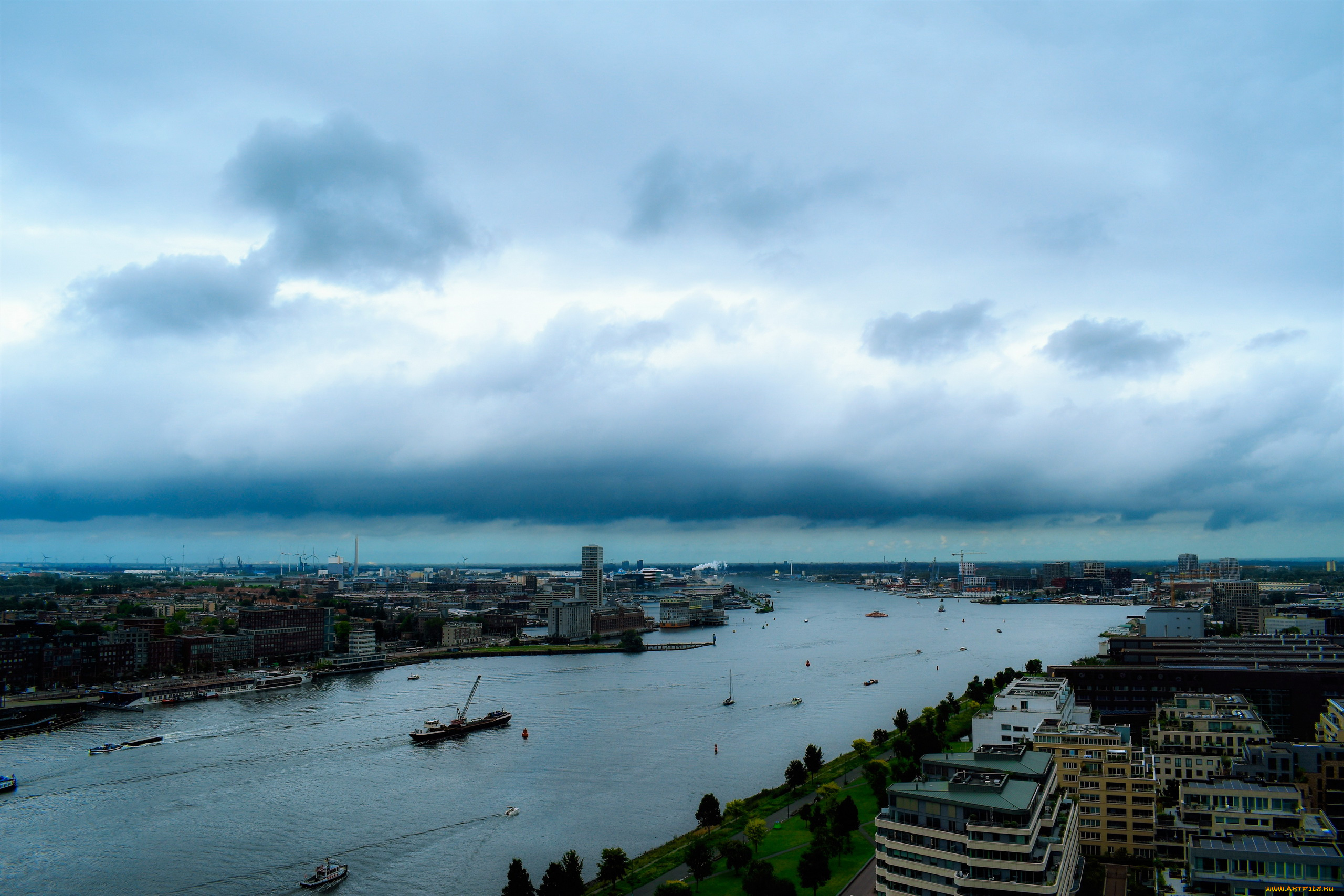 города, амстердам, , нидерланды, панорама