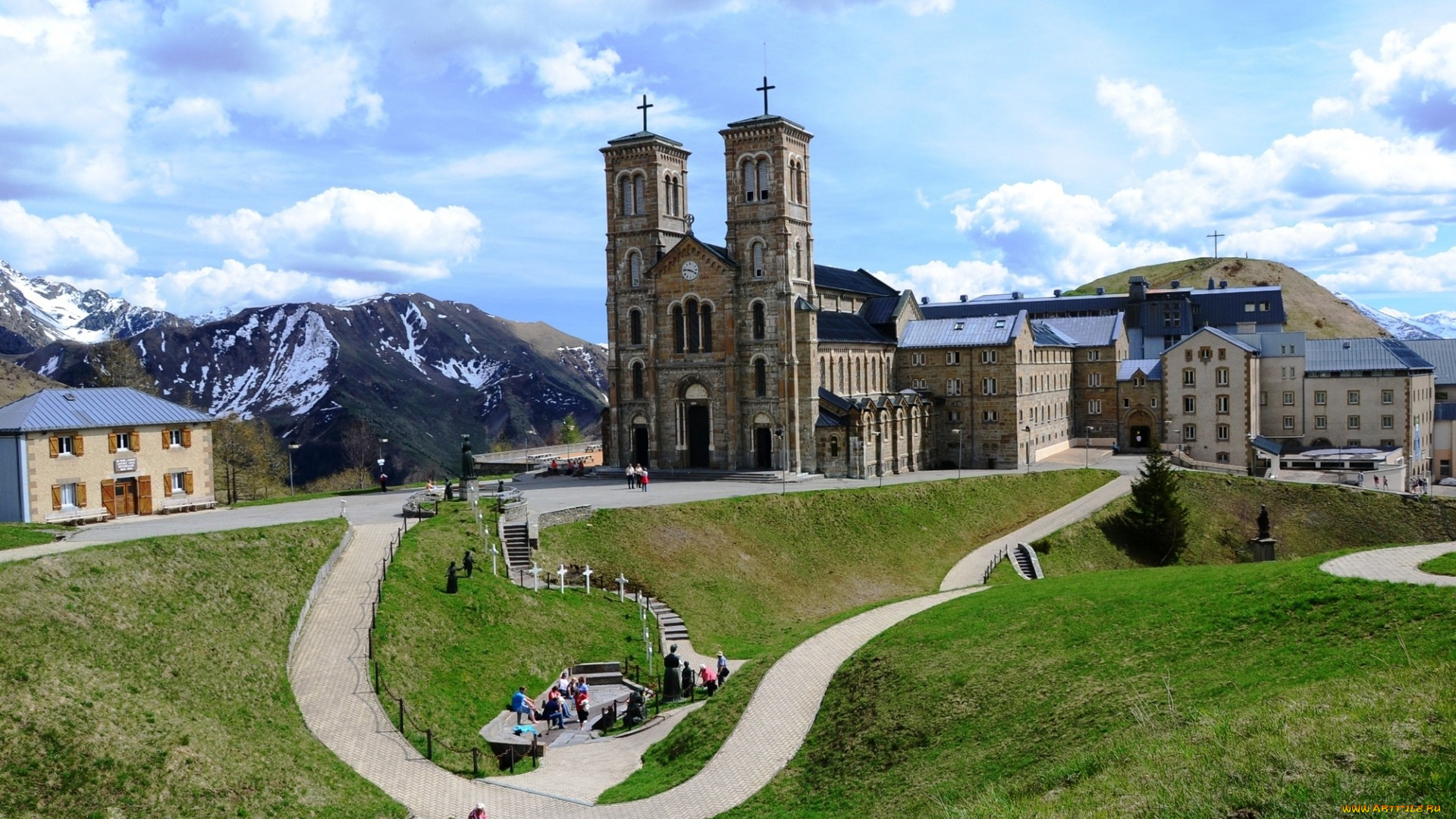 города, католические, соборы, костелы, аббатства, костел, горы, монастырь