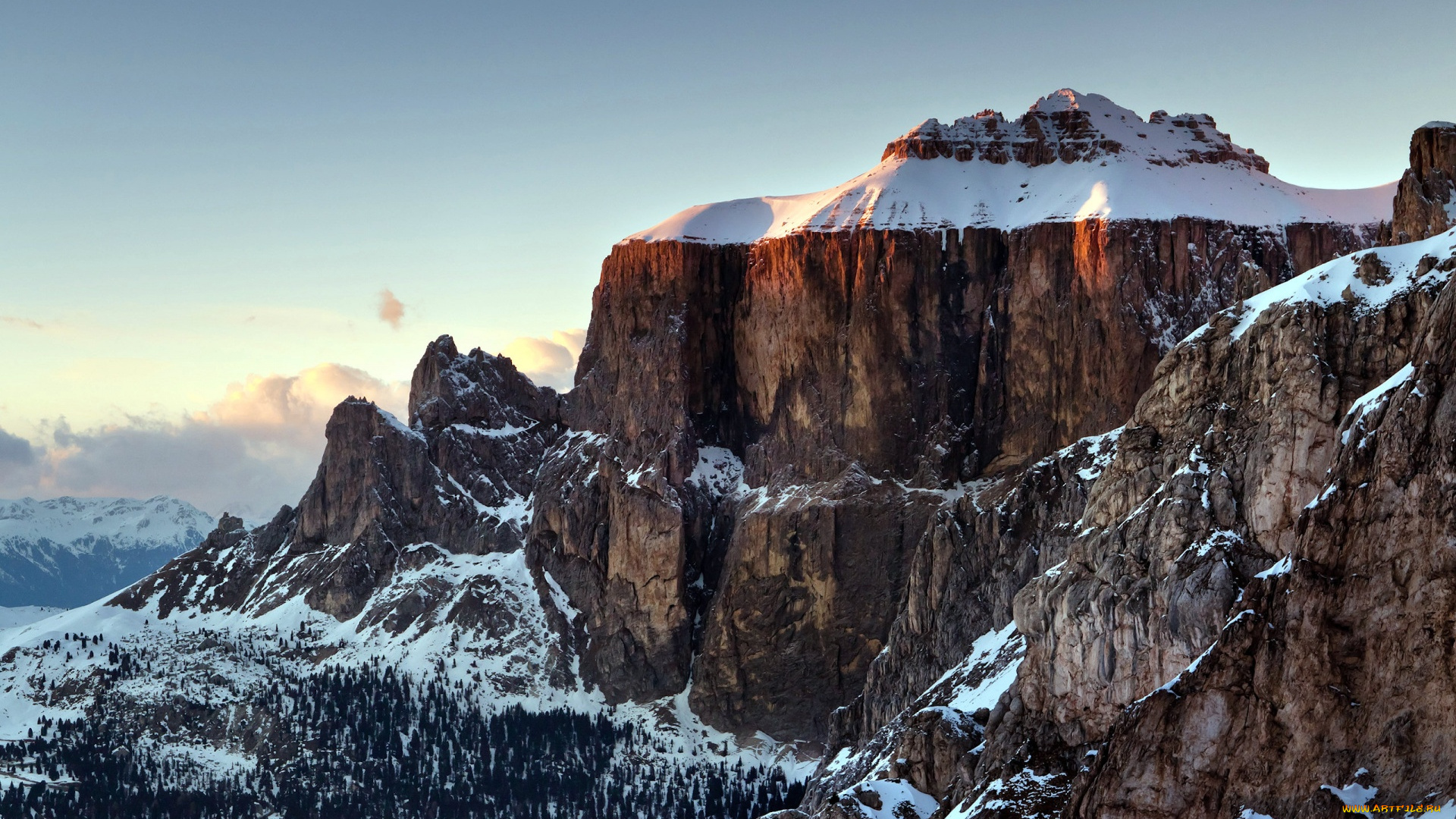 природа, горы, вершина, зима, гора, снег