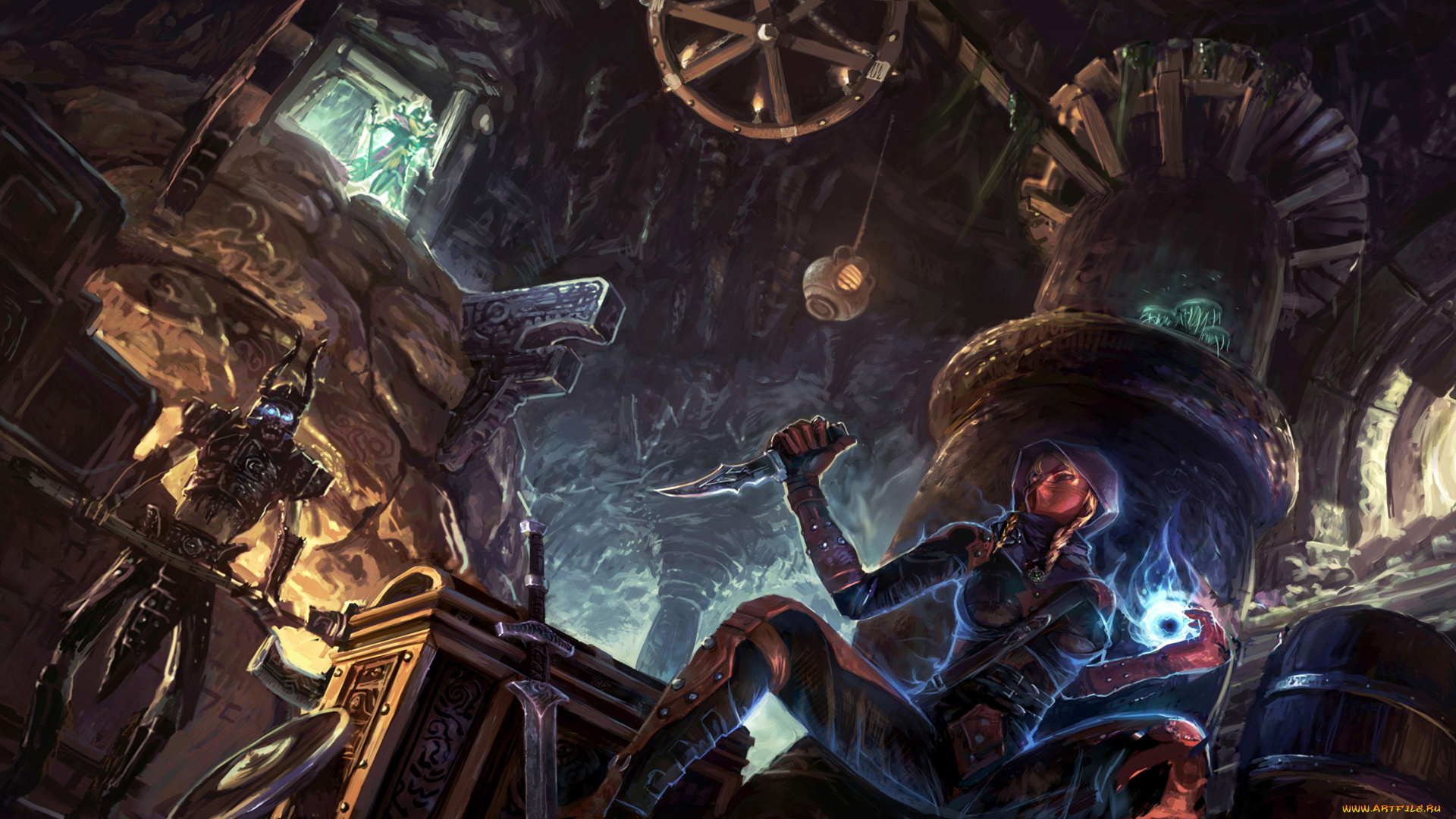 the, elder, scrolls, skyrim, видео, игры, девушка, нежить