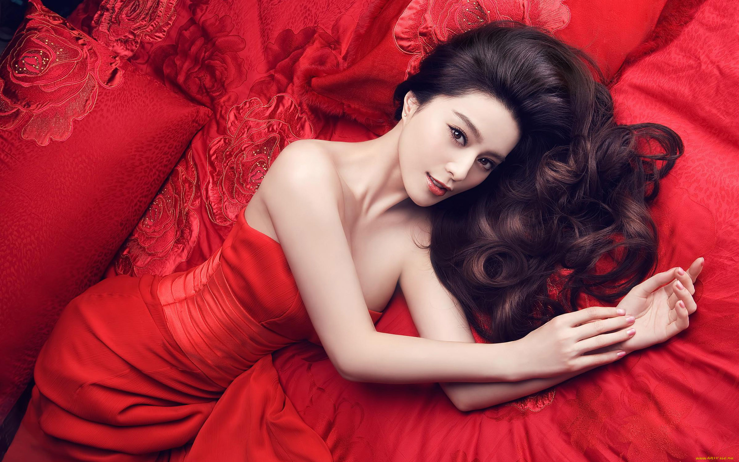Fan, Bingbing, девушки, , , красный, волосы, роскошь