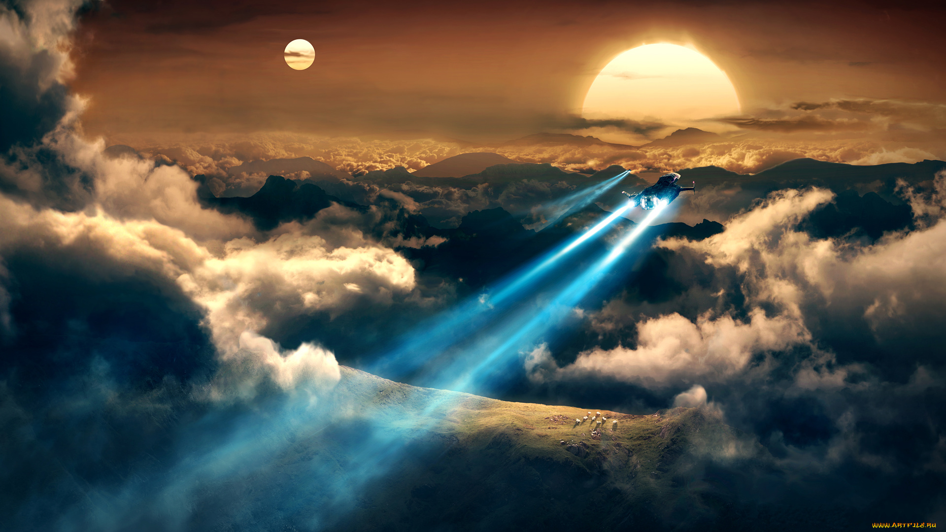 фэнтези, космические, корабли, звездолеты, станции, закат, tobias, roetsch