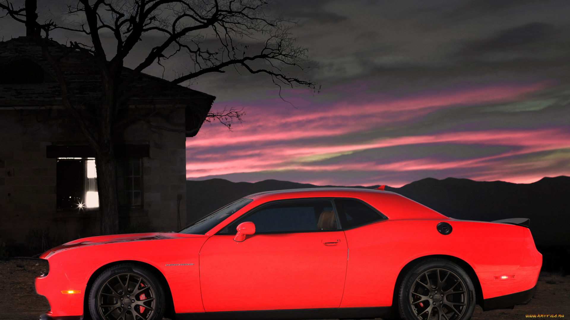 автомобили, dodge, supercharged, srt, challenger, 2015г, красный, lc