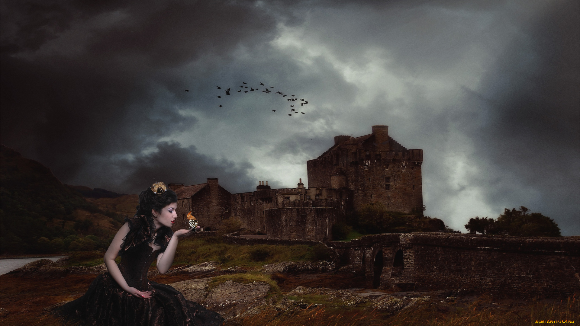 фэнтези, фотоарт, девушка, замок