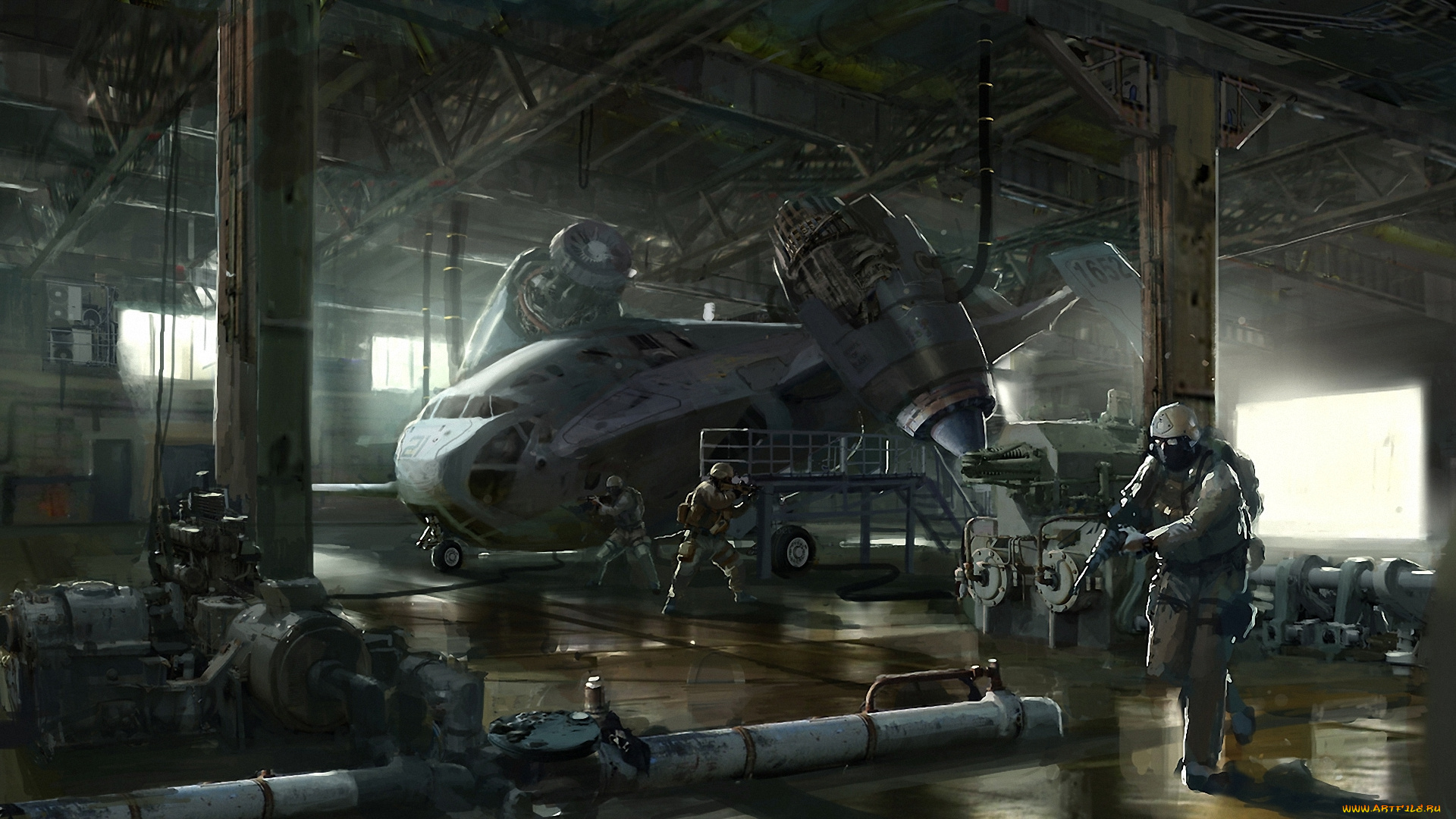 фэнтези, люди, оружие, солдаты, аппарат, летательный, завод, цех