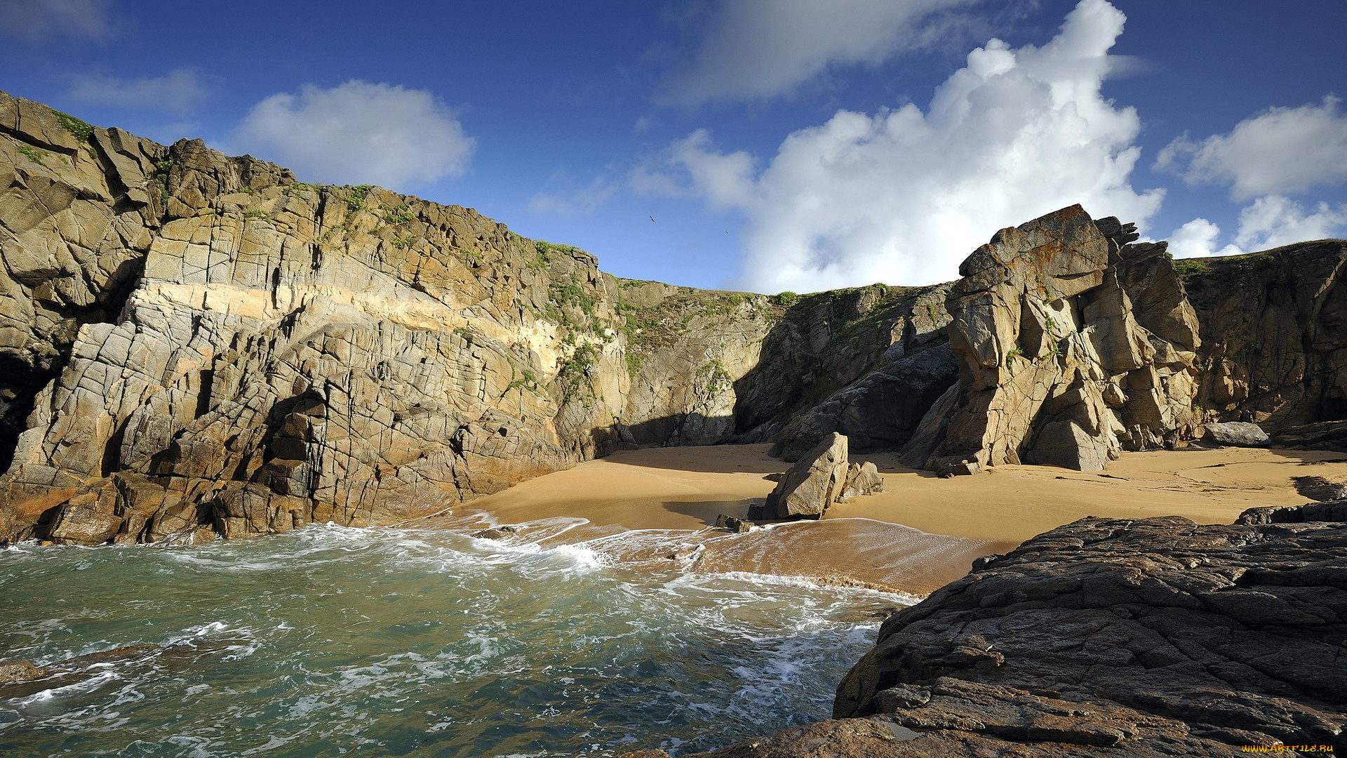 природа, побережье, пейзаж, лето, море, скалы