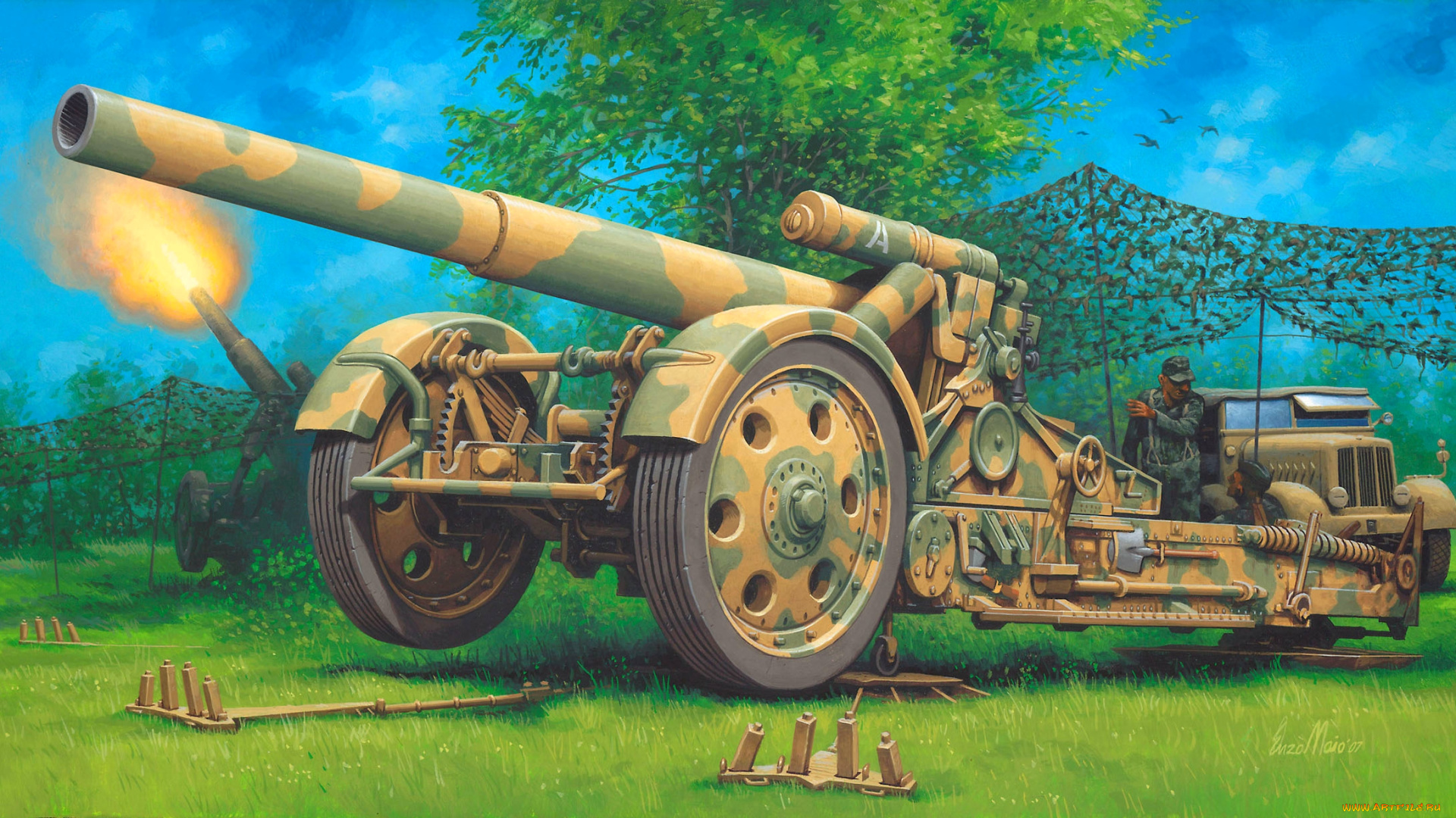 рисованные, армия, пушка