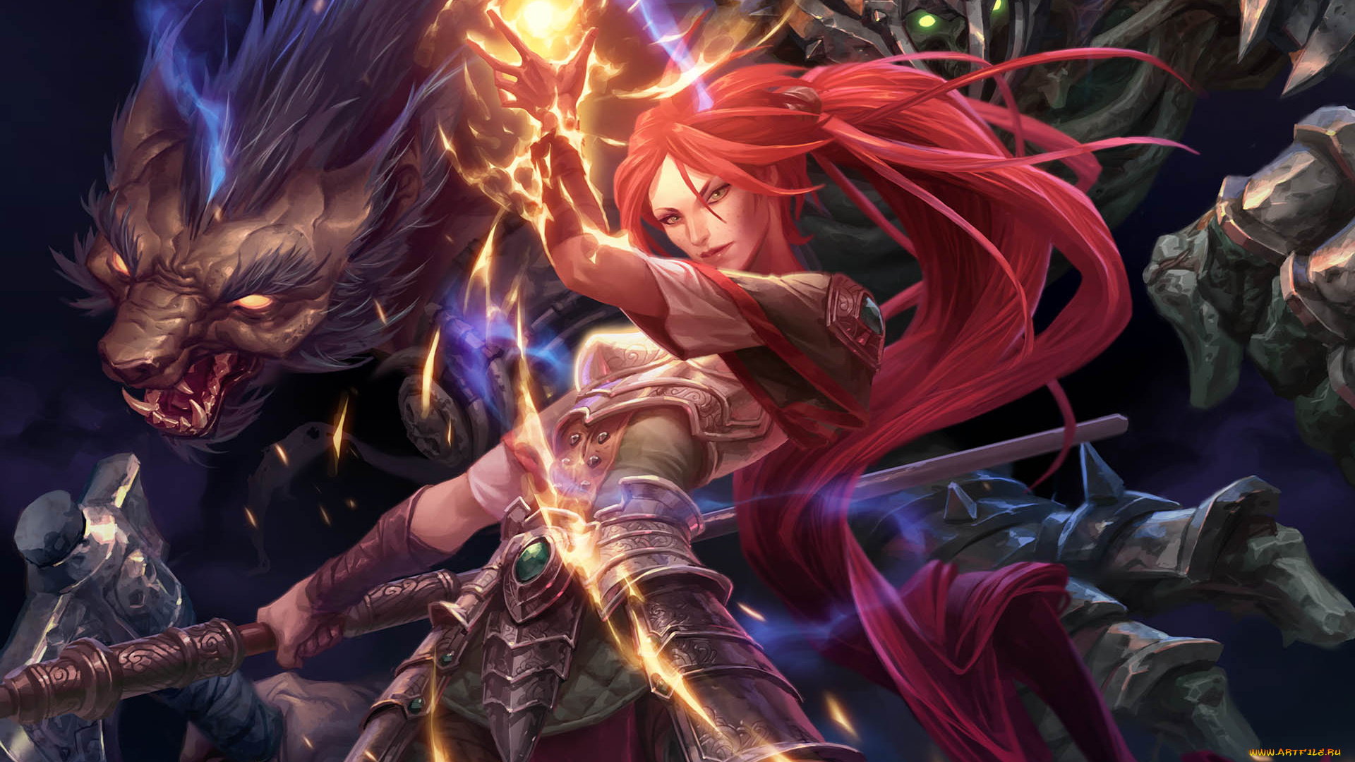 shadows, , heretic, kingdoms, видео, игры, чудовище, монстр, магия, воительница, heretic, kingdoms, девушка, оборотень