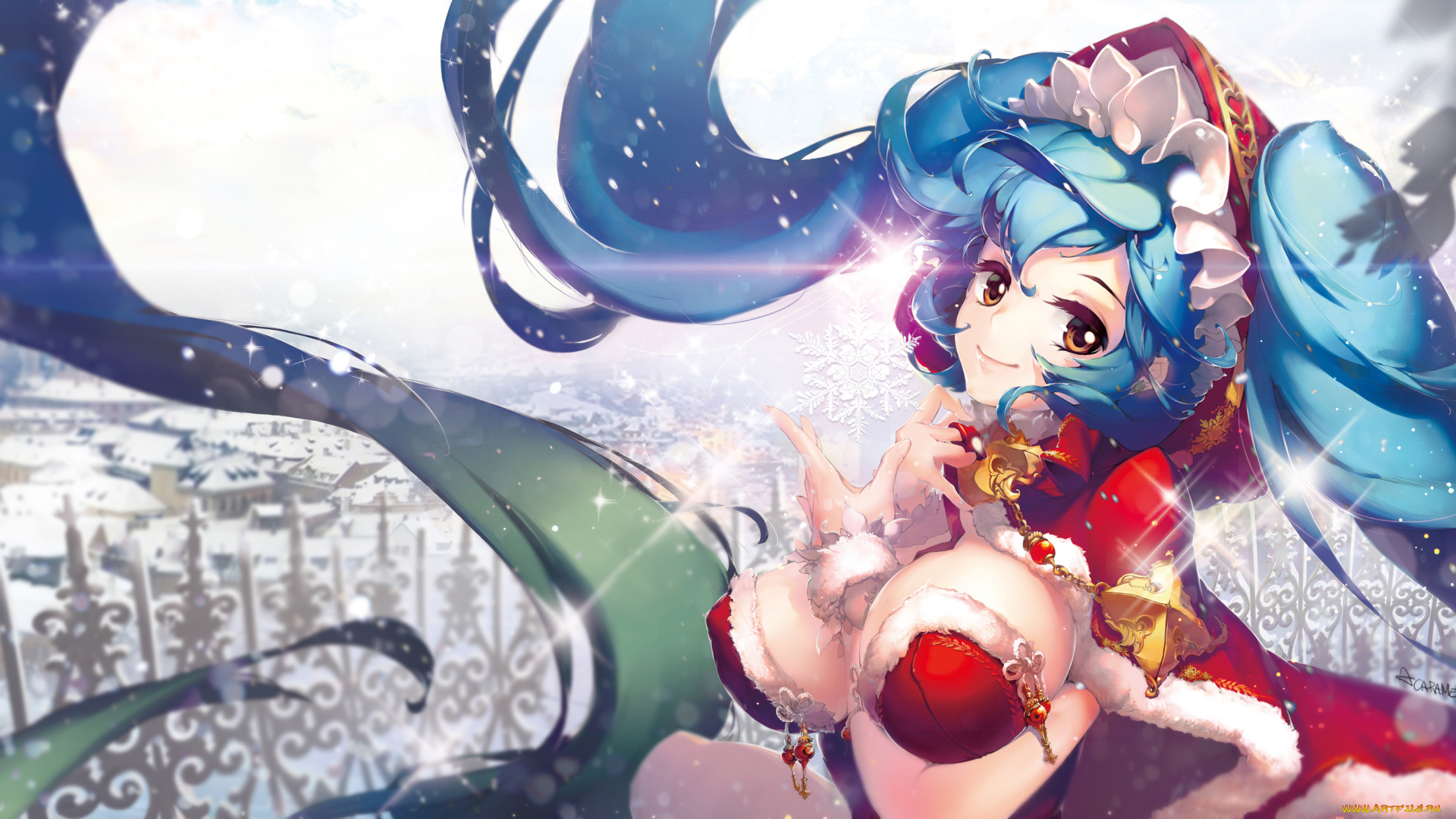 видео, игры, league, of, legends, art, applecaramel, девушка, sona, взгляд, улыбка, грудь, снег, зима, праздник, league, of, legends