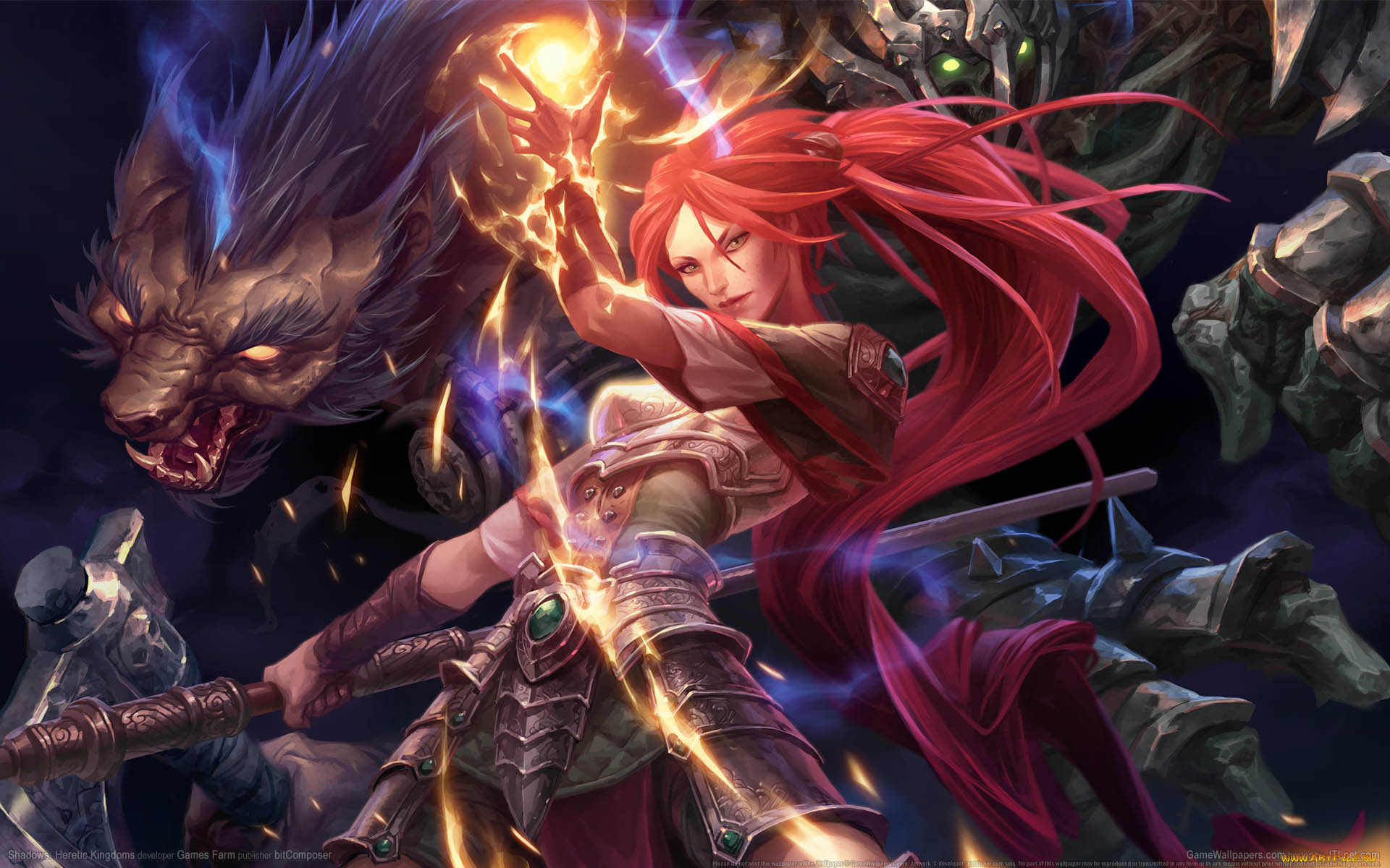 shadows, , heretic, kingdoms, видео, игры, чудовище, монстр, магия, воительница, heretic, kingdoms, девушка, оборотень