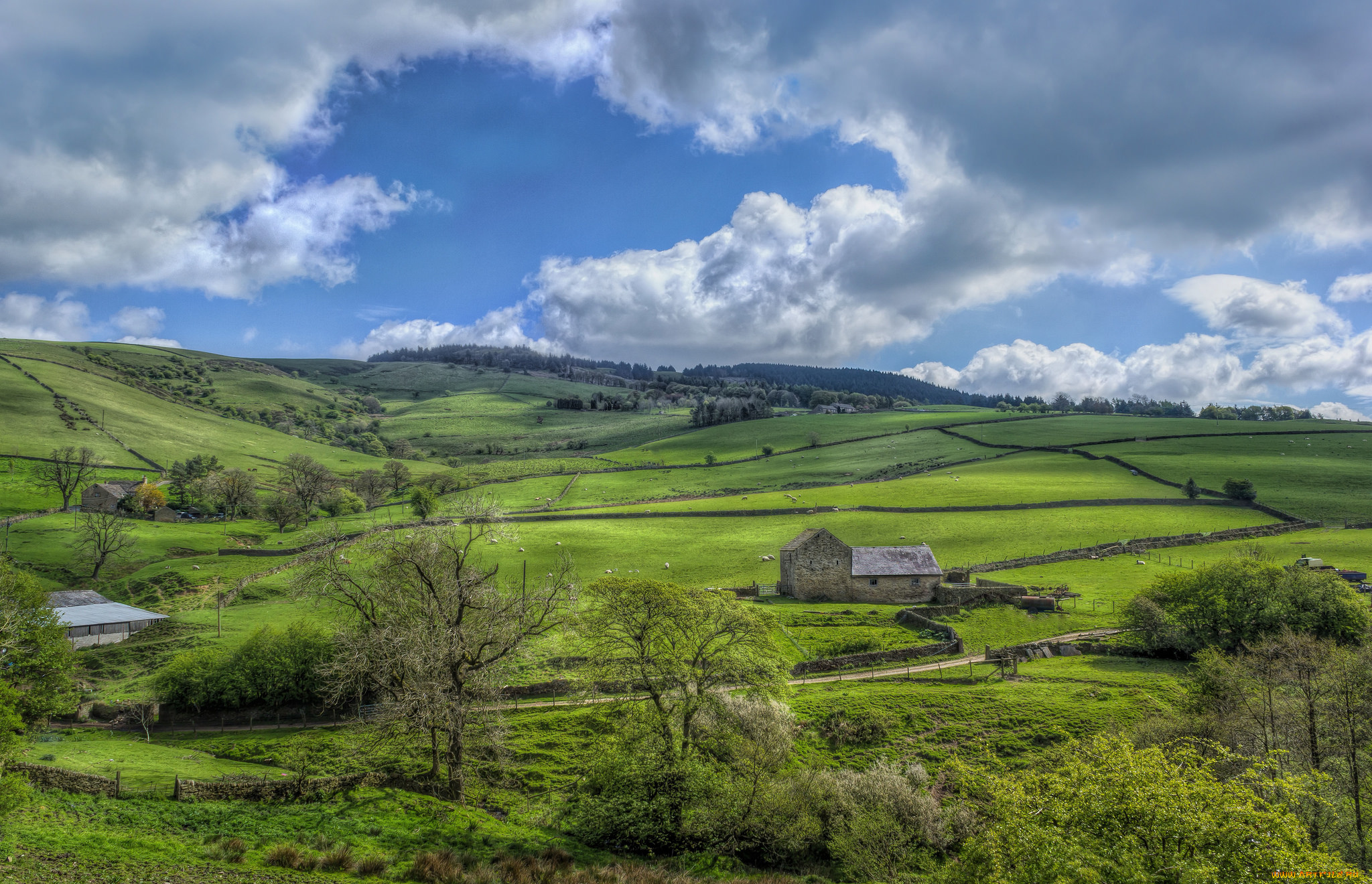 природа, пейзажи, облака, горизонт, холмы, равнина