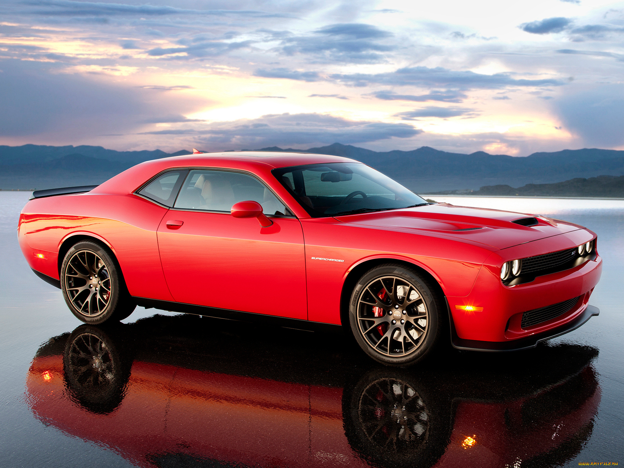 автомобили, dodge, красный, lc, 2015г, supercharged, srt, challenger