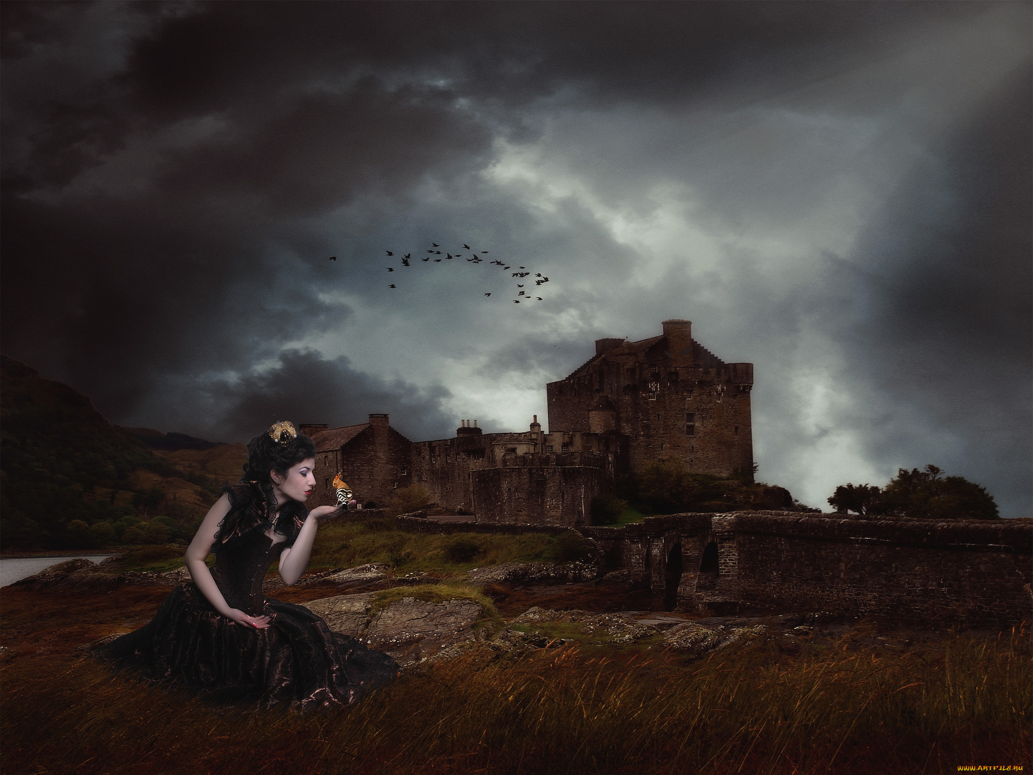 фэнтези, фотоарт, девушка, замок